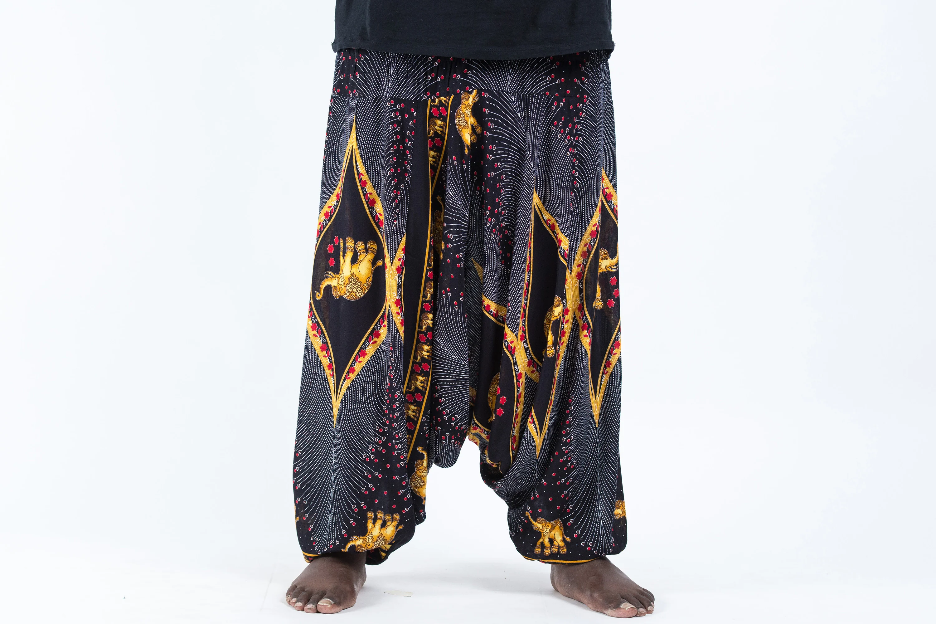 2463-Plus-Size-Peacock-Elephant-Drop-Crotch-Men-s-Elephant-Pants-in-Black-2.webp Plus Size Peacock Elephant Drop Crotch Men's Elephant Pants in Black