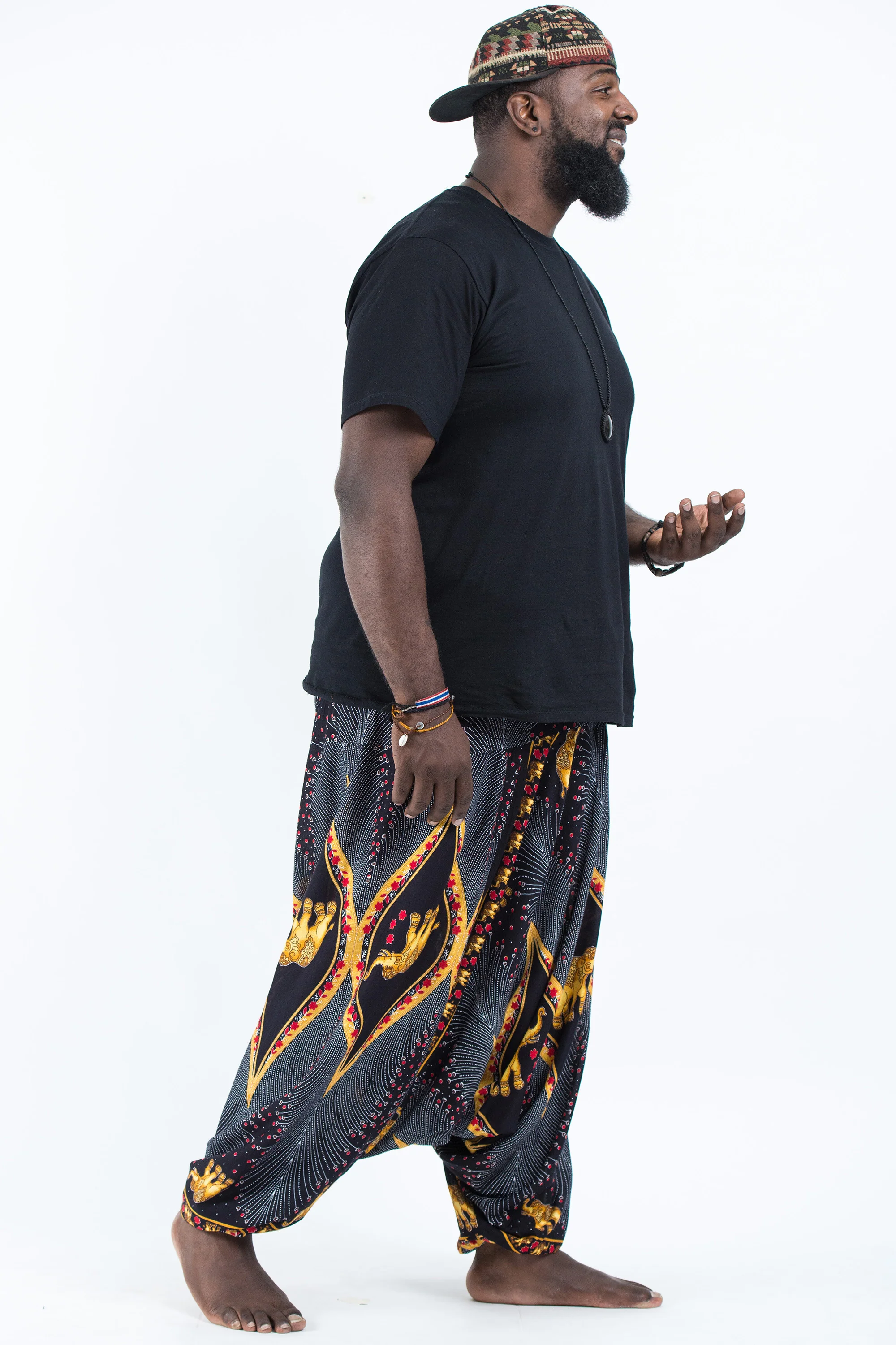 2463-Plus-Size-Peacock-Elephant-Drop-Crotch-Men-s-Elephant-Pants-in-Black-3.webp Plus Size Peacock Elephant Drop Crotch Men's Elephant Pants in Black