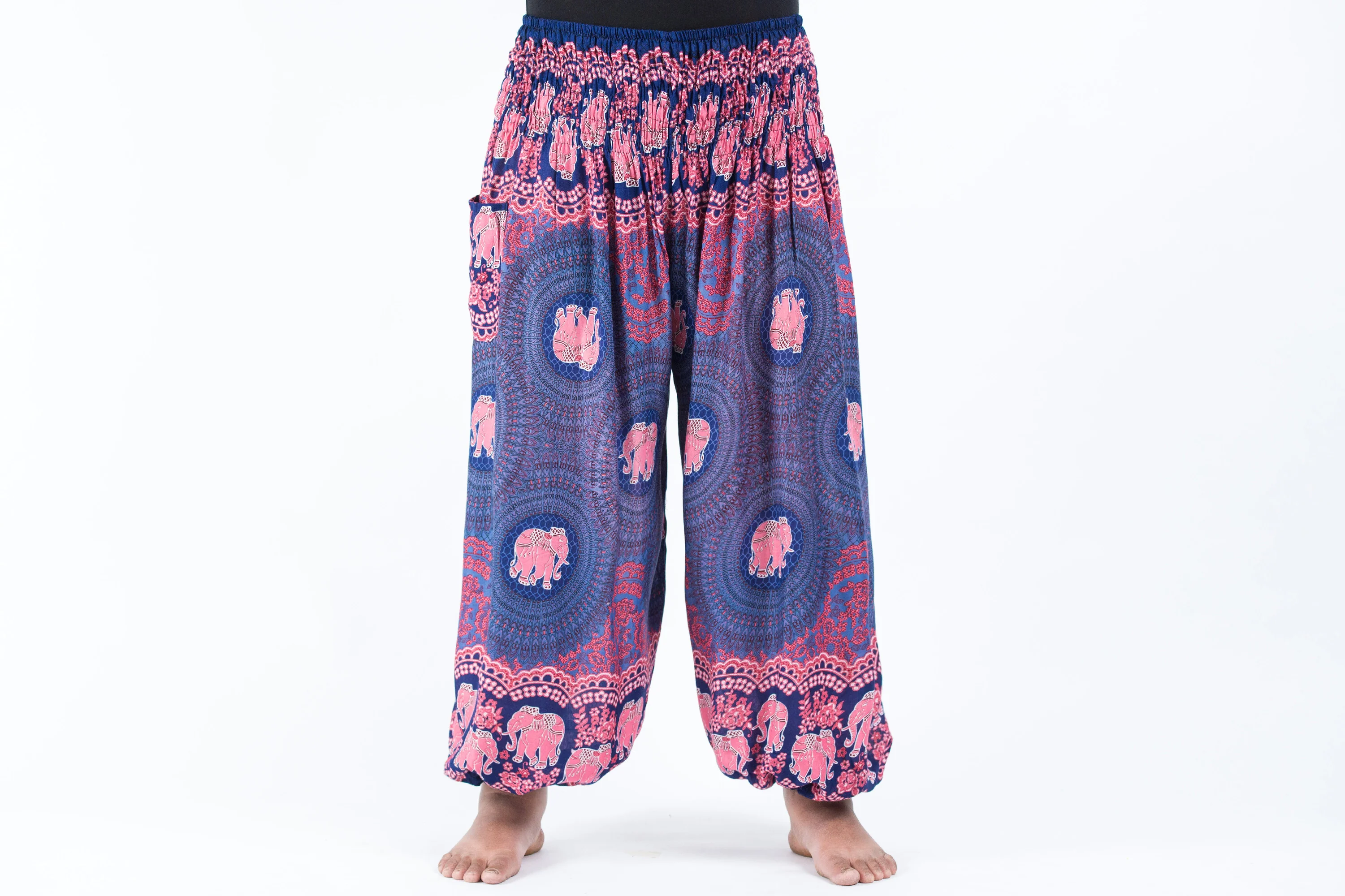 Plus Size Mandala Elephant Women's Elephant Pants in Blue