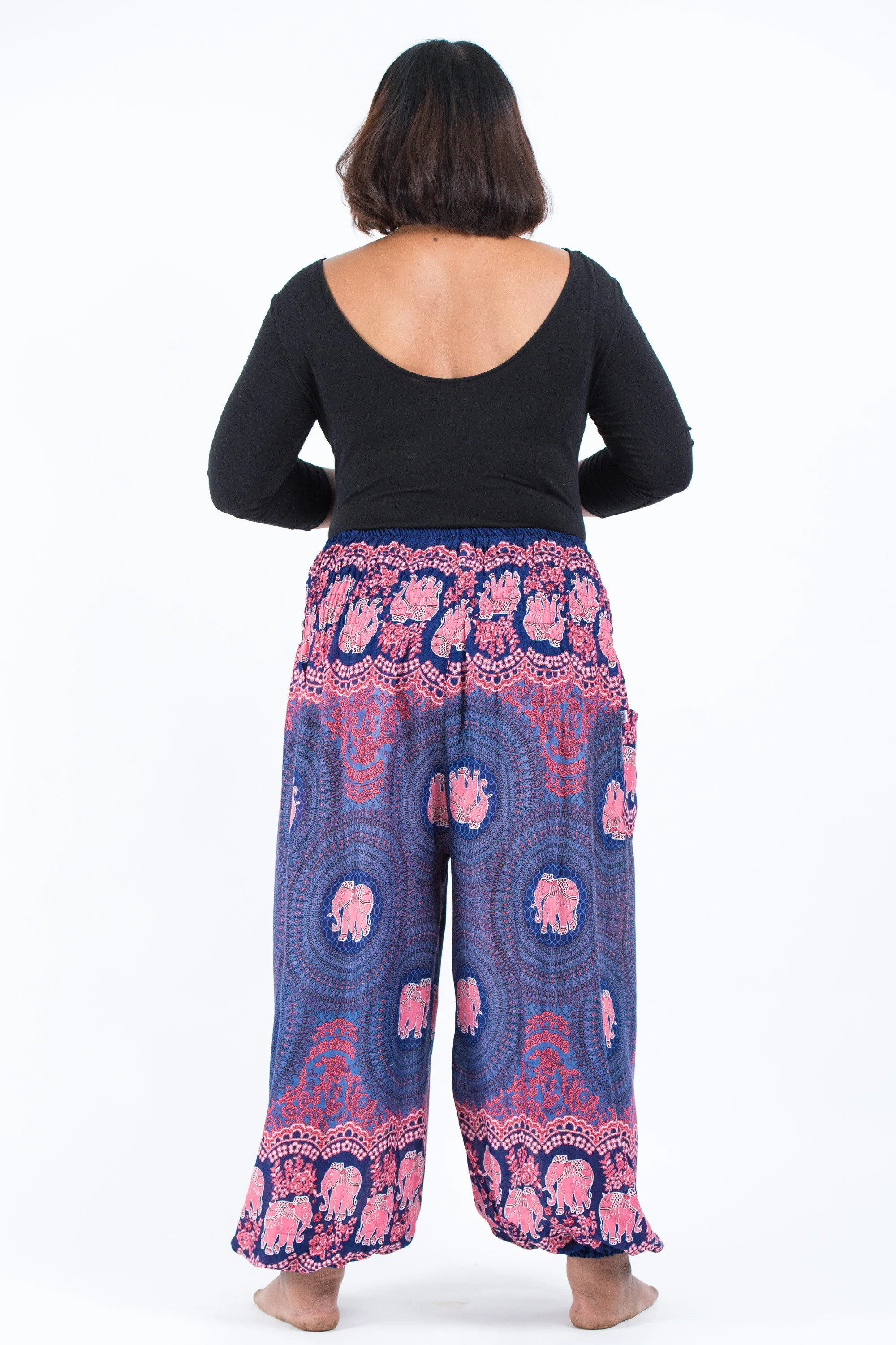 2465-Plus-Size-Mandala-Elephant-Women-s-Elephant-Pants-in-Blue-4.webp Plus Size Mandala Elephant Women's Elephant Pants in Blue
