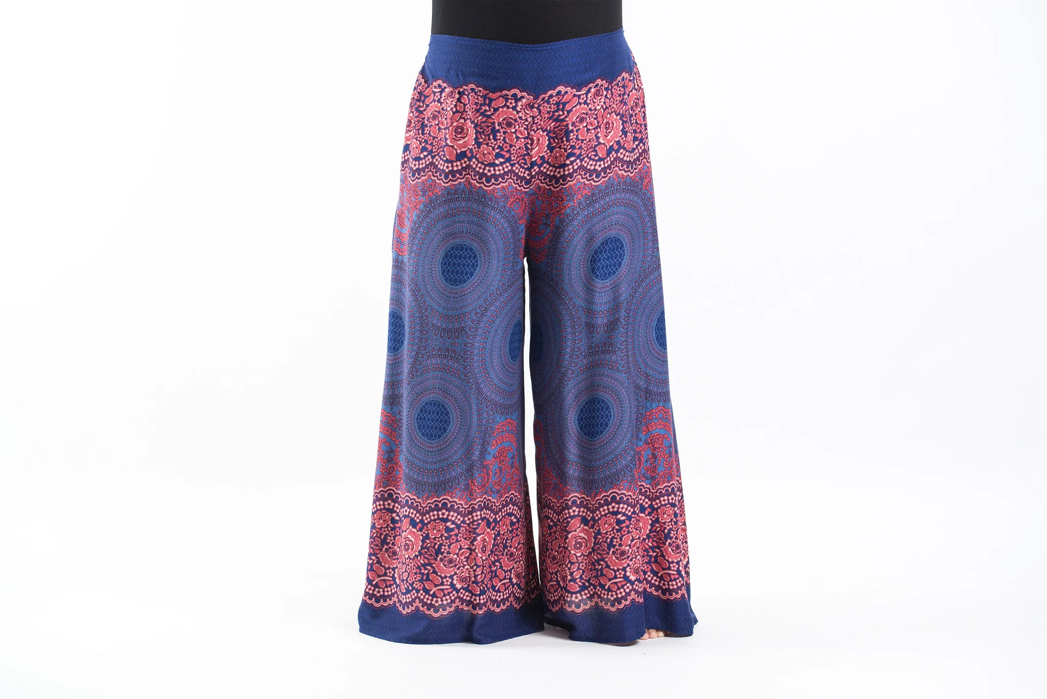 Plus Size Geometric Mandalas Palazzo Style Harem Pants in Blue