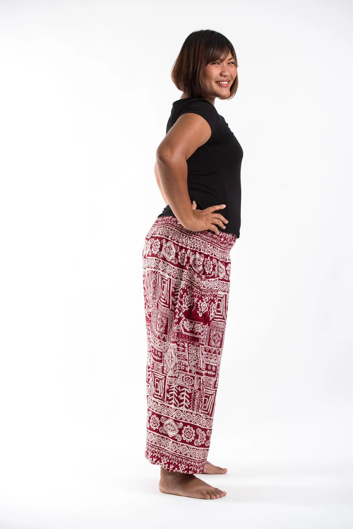 2469-Plus-Size-Tribal-Prints-Women-s-Harem-Pants-in-Red-3.webp Plus Size Tribal Prints Women's Harem Pants in Red