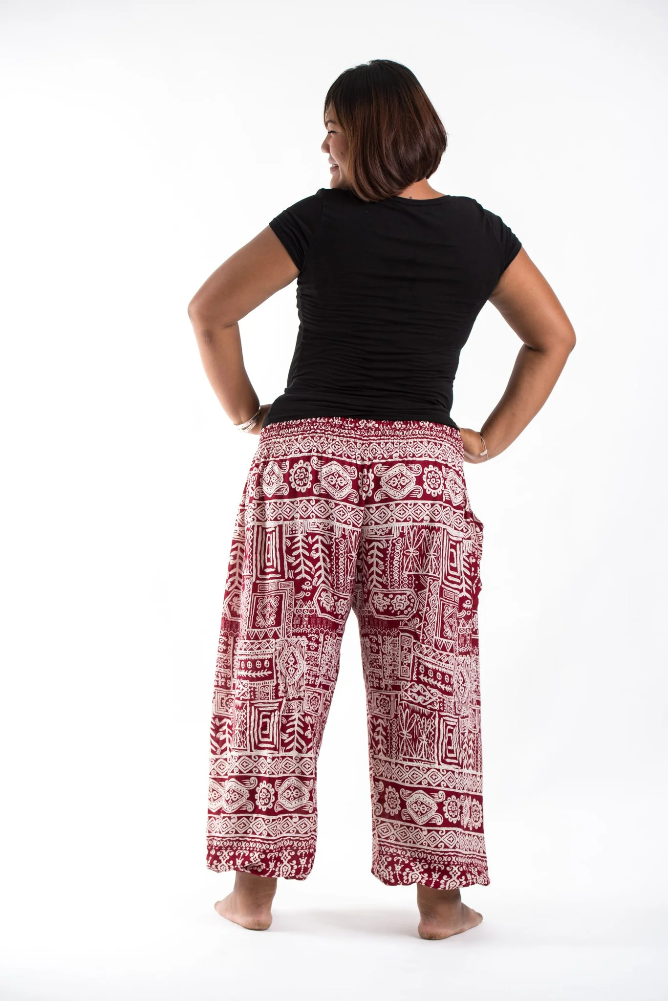 2469-Plus-Size-Tribal-Prints-Women-s-Harem-Pants-in-Red-4.webp Plus Size Tribal Prints Women's Harem Pants in Red