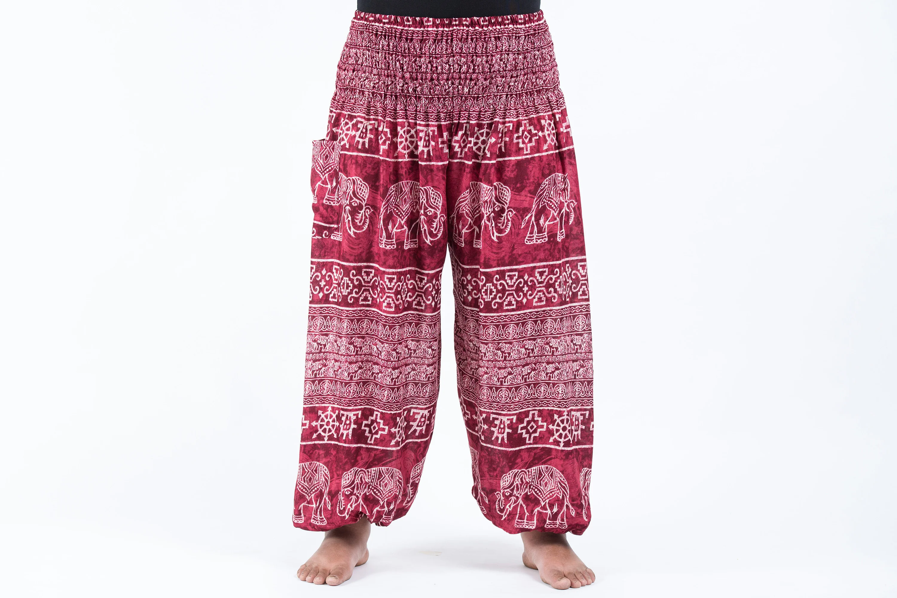 Plus Size Marble Elephant Women's Elephant Pants in Red