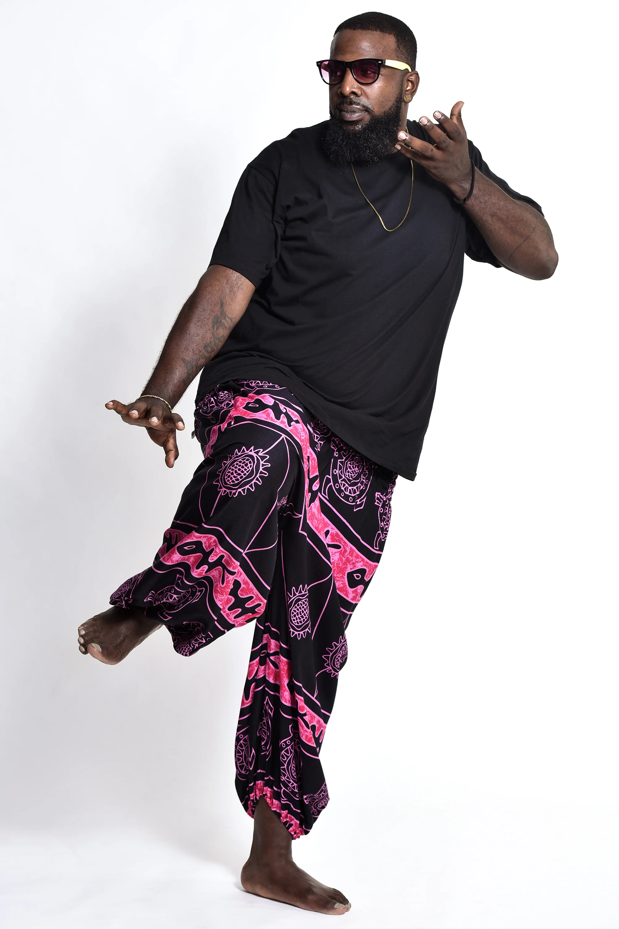 2472-Plus-Size-Turtle-Print-Men-s-Harem-Pants-in-Pink-3.webp Plus Size Turtle Print Men's Harem Pants in Pink