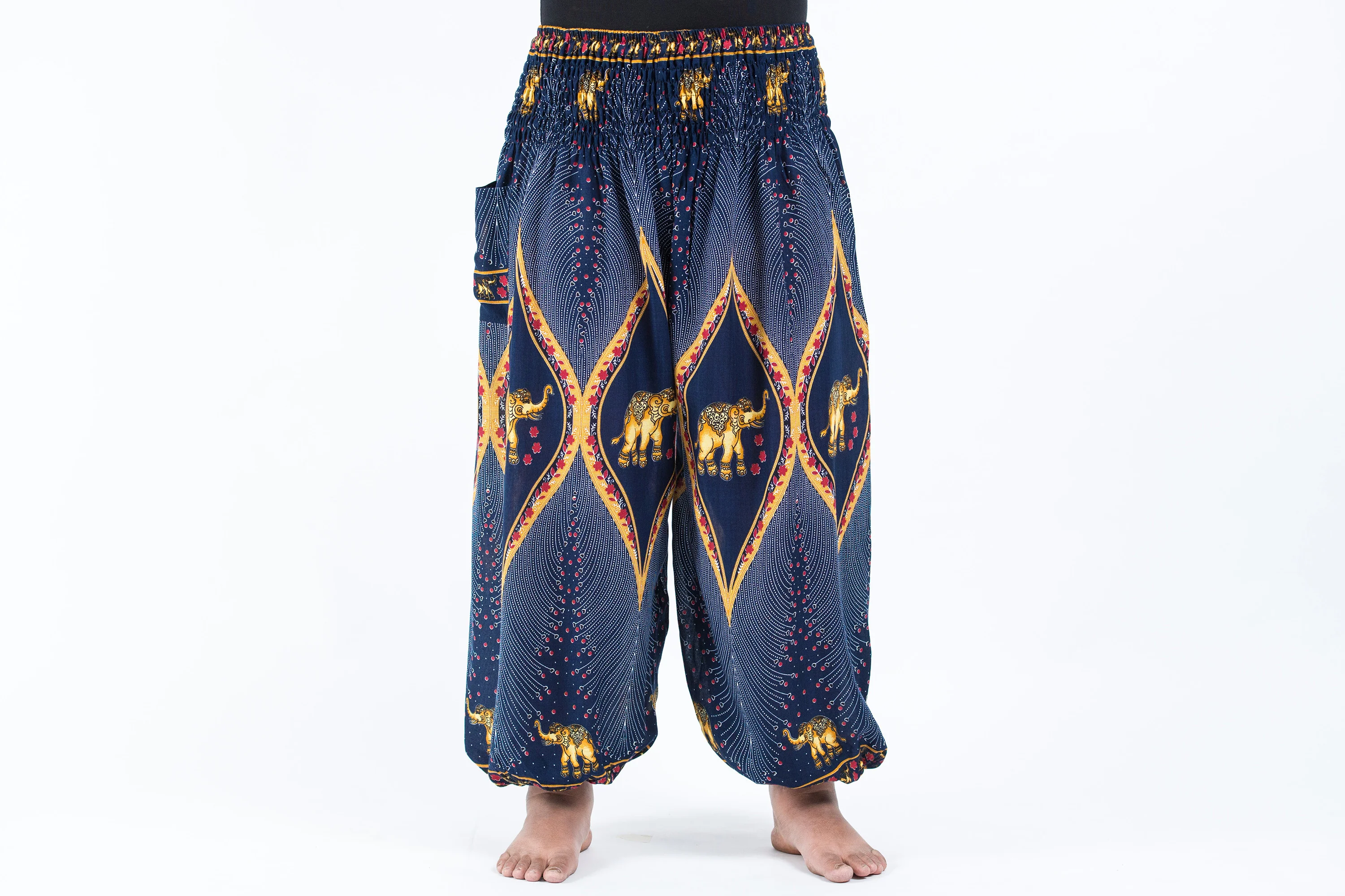 2474-Plus-Size-Peacock-Elephant-Women-s-Elephant-Pants-in-Blue-2.webp Plus Size Peacock Elephant Women's Elephant Pants in Blue