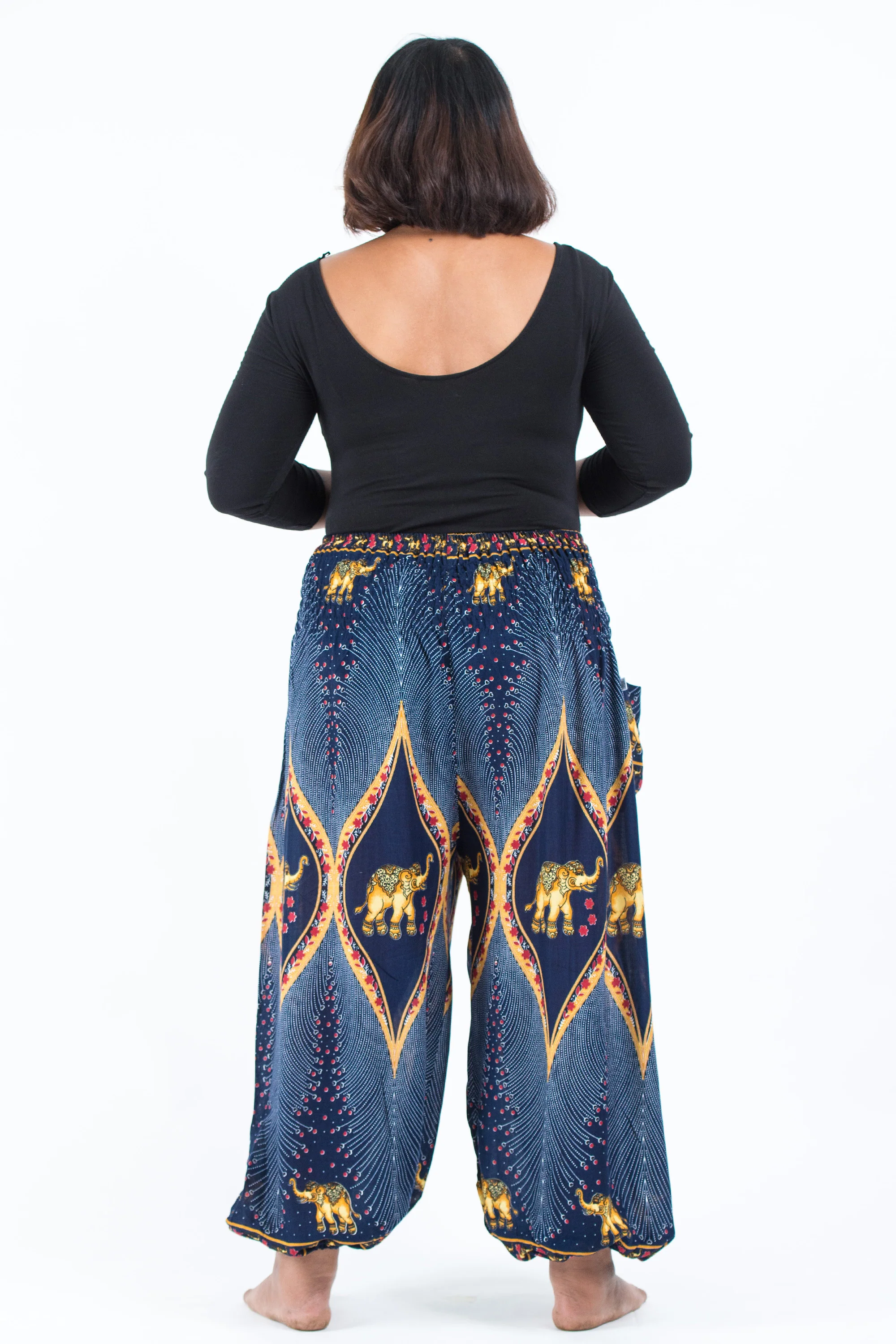 2474-Plus-Size-Peacock-Elephant-Women-s-Elephant-Pants-in-Blue-4.webp Plus Size Peacock Elephant Women's Elephant Pants in Blue