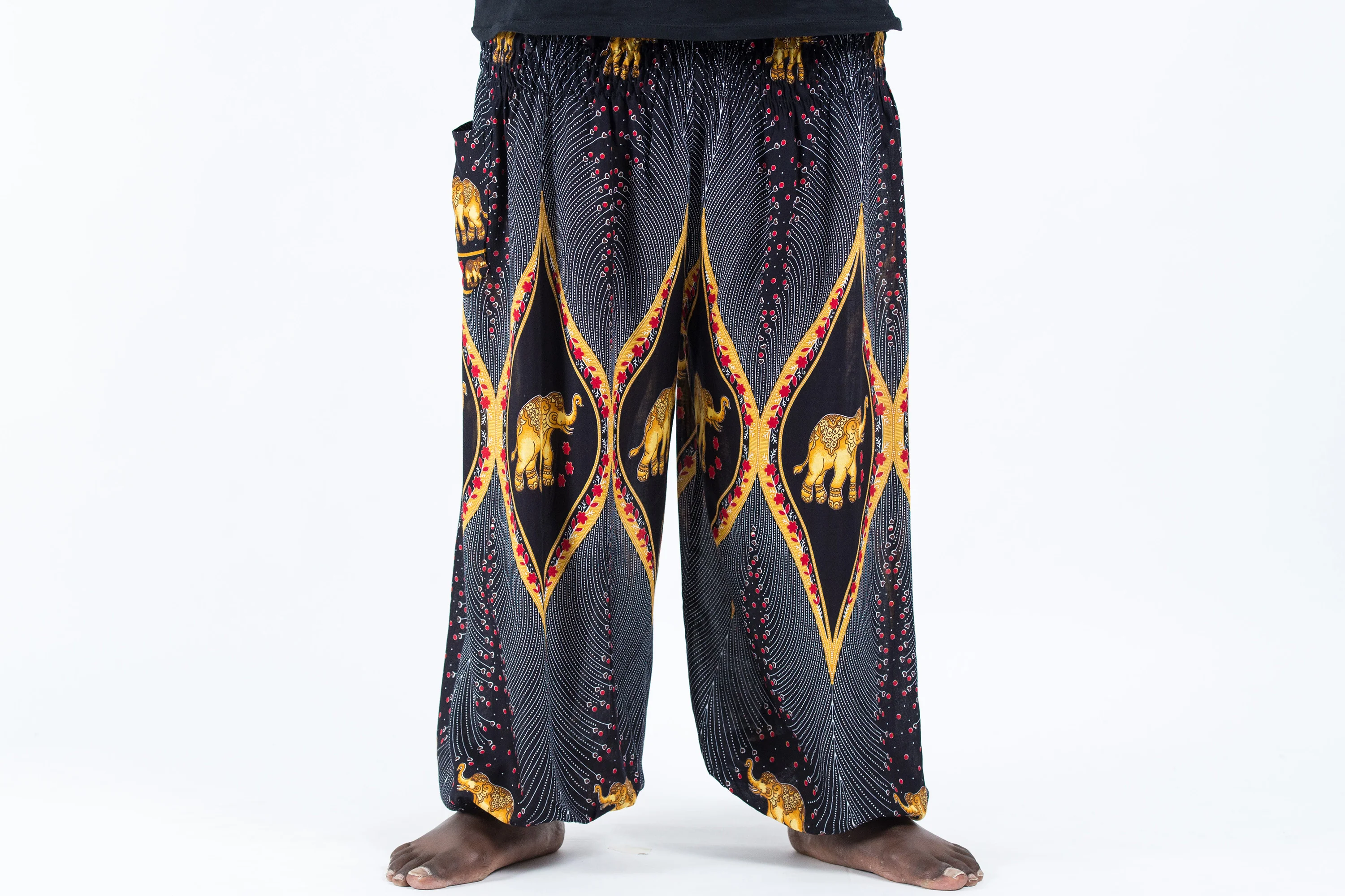 2477-Plus-Size-Peacock-Elephant-Men-s-Elephant-Pants-in-Black-2.webp Plus Size Peacock Elephant Men's Elephant Pants in Black