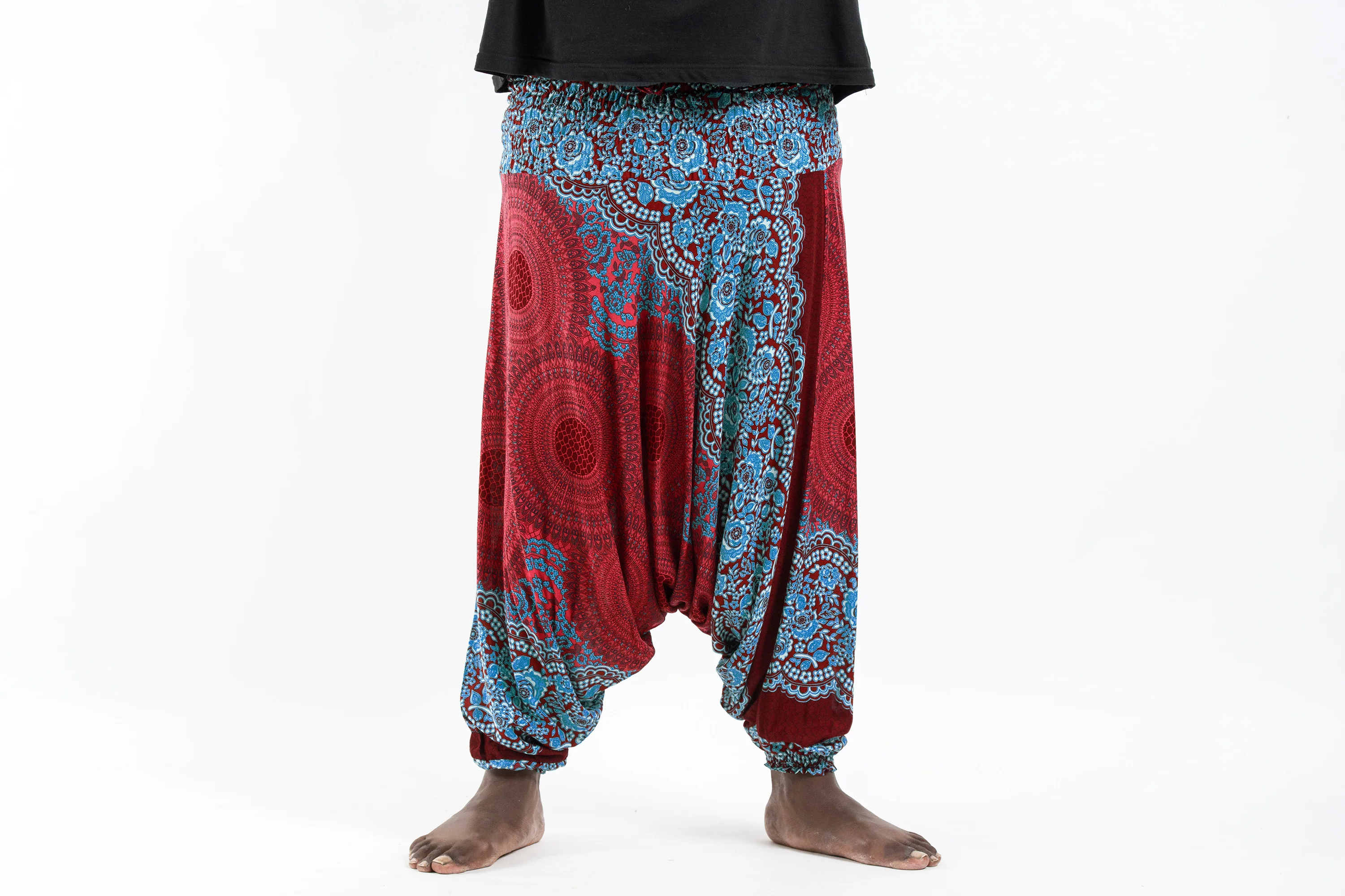 2478-Plus-Size-Geometric-Mandalas-Drop-Crotch-Men-s-Harem-Pants-in-Red-2.webp Plus Size Geometric Mandalas Drop Crotch Men's Harem Pants in Red