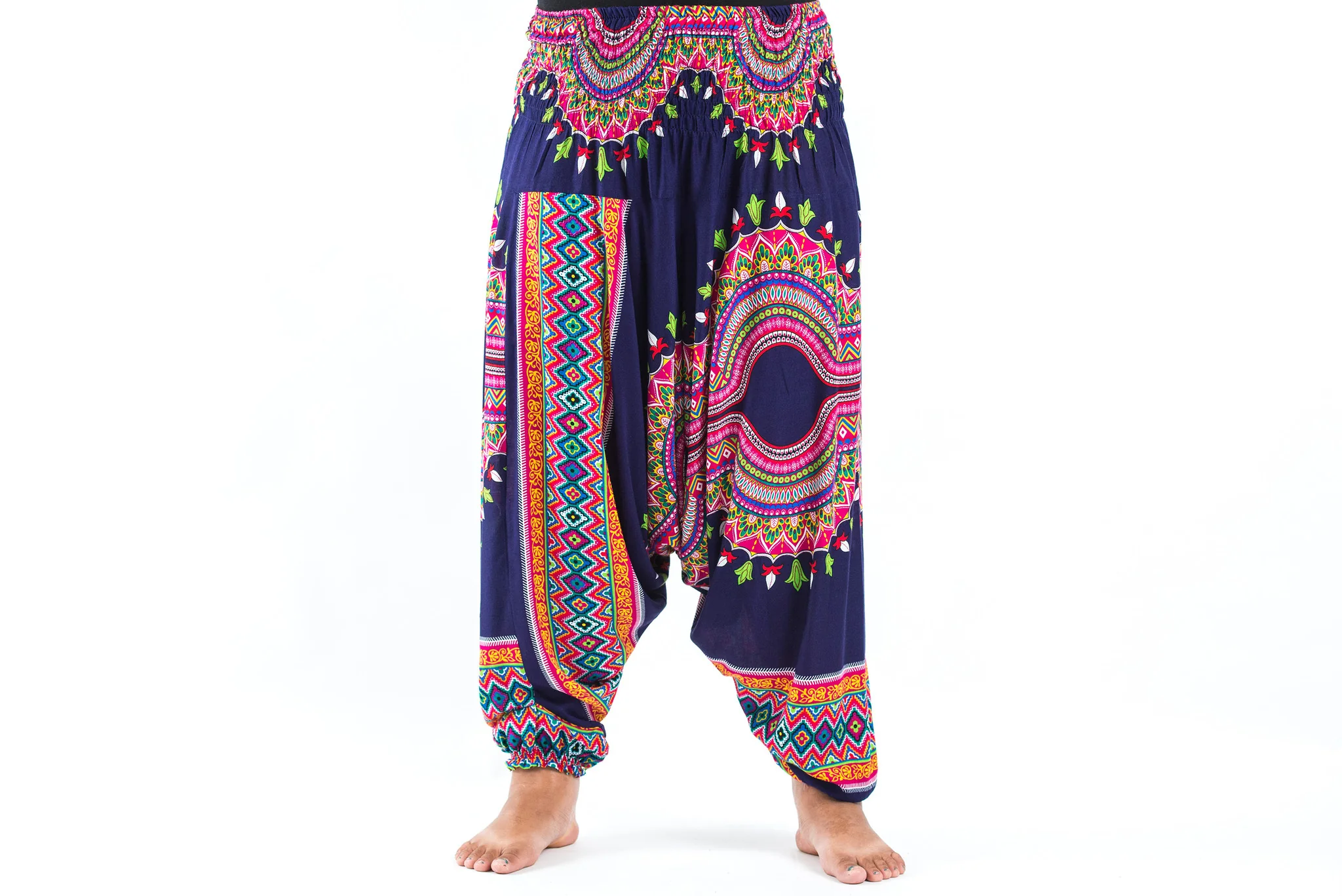 Plus Size Dashiki Prints 2-in-1 Jumpsuit Harem Pants in Navy
