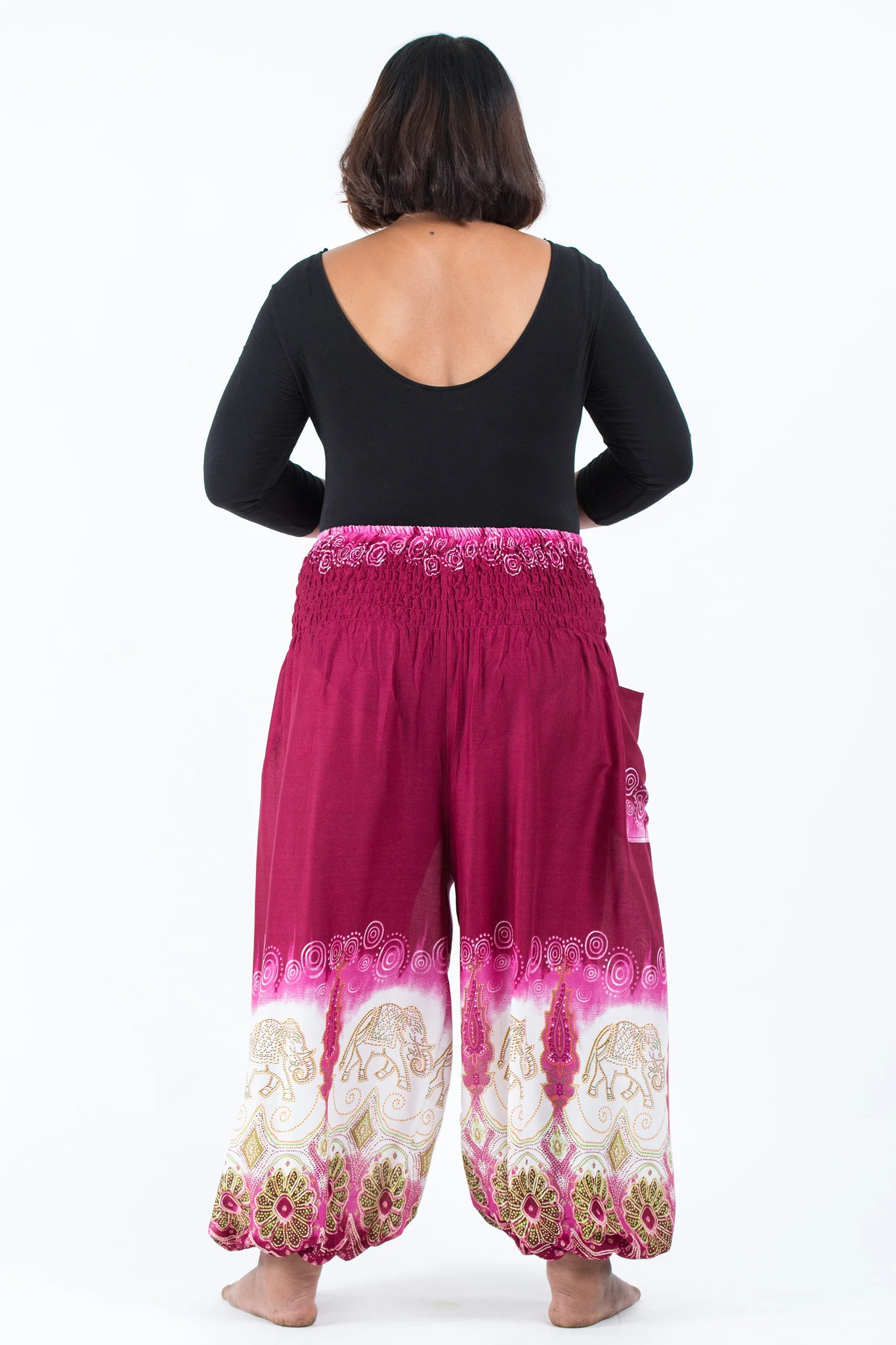 2481-Plus-Size-Solid-Top-Elephant-Women-s-Elephant-Pants-in-Magenta-4.webp Plus Size Solid Top Elephant Women's Elephant Pants in Magenta