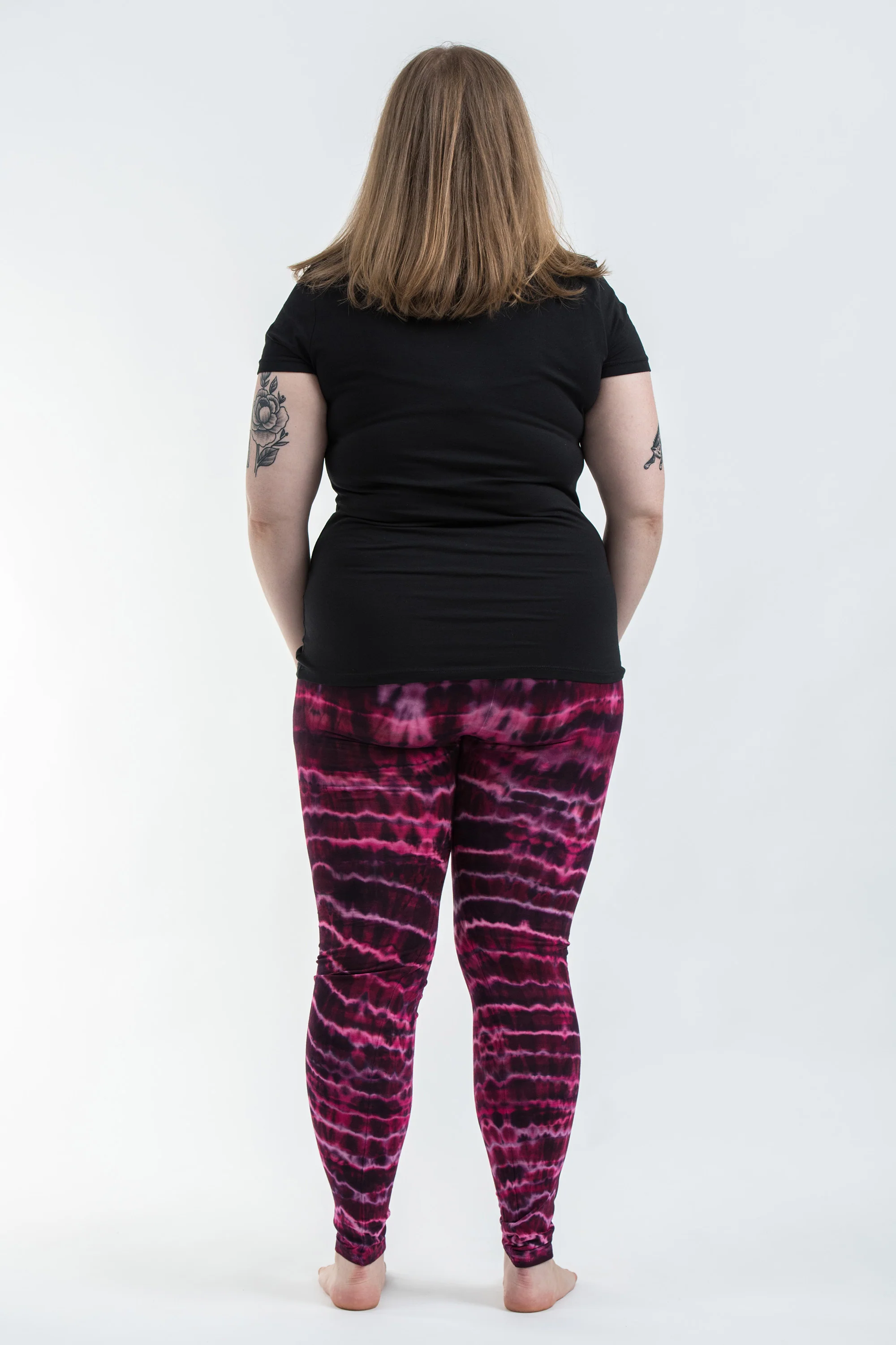 2482-Plus-Size-Melting-Stripes-Tie-Dye-Cotton-Leggings-in-Magenta-4.webp Plus Size Melting Stripes Tie Dye Cotton Leggings in Magenta