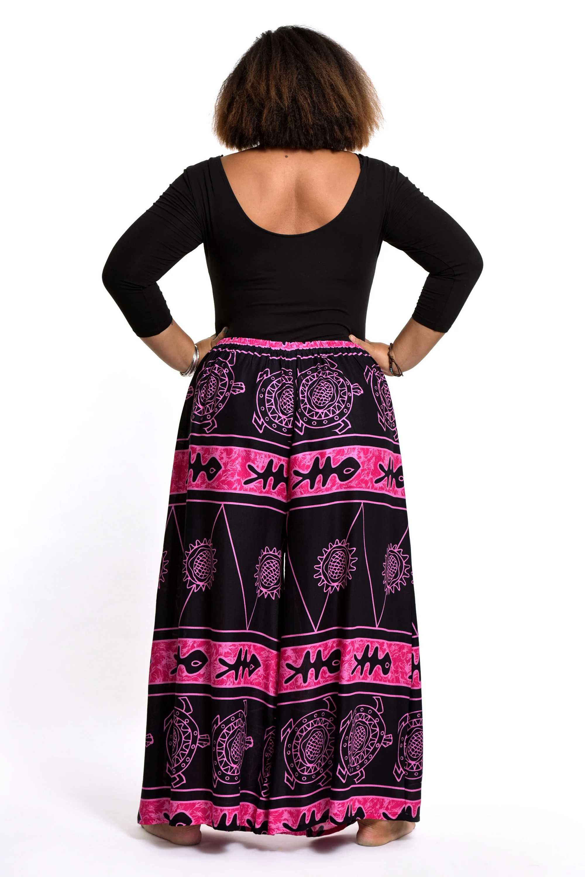 2483-Plus-Size-Turtle-Print-Palazzo-Style-Harem-Pants-in-Pink-4.webp Plus Size Turtle Print Palazzo Style Harem Pants in Pink