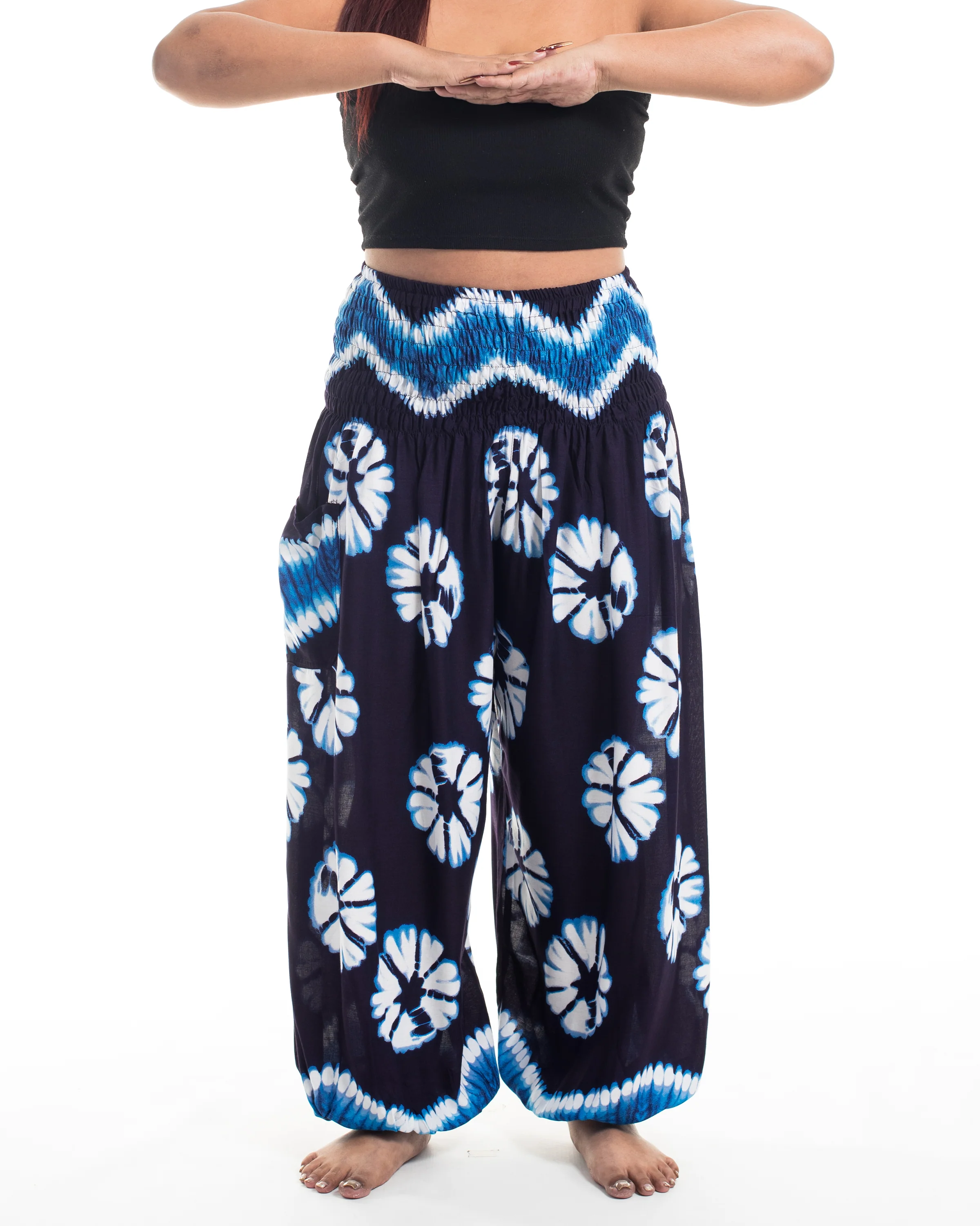 Plus Size Tie Dye Women's Harem Pants in Indigo