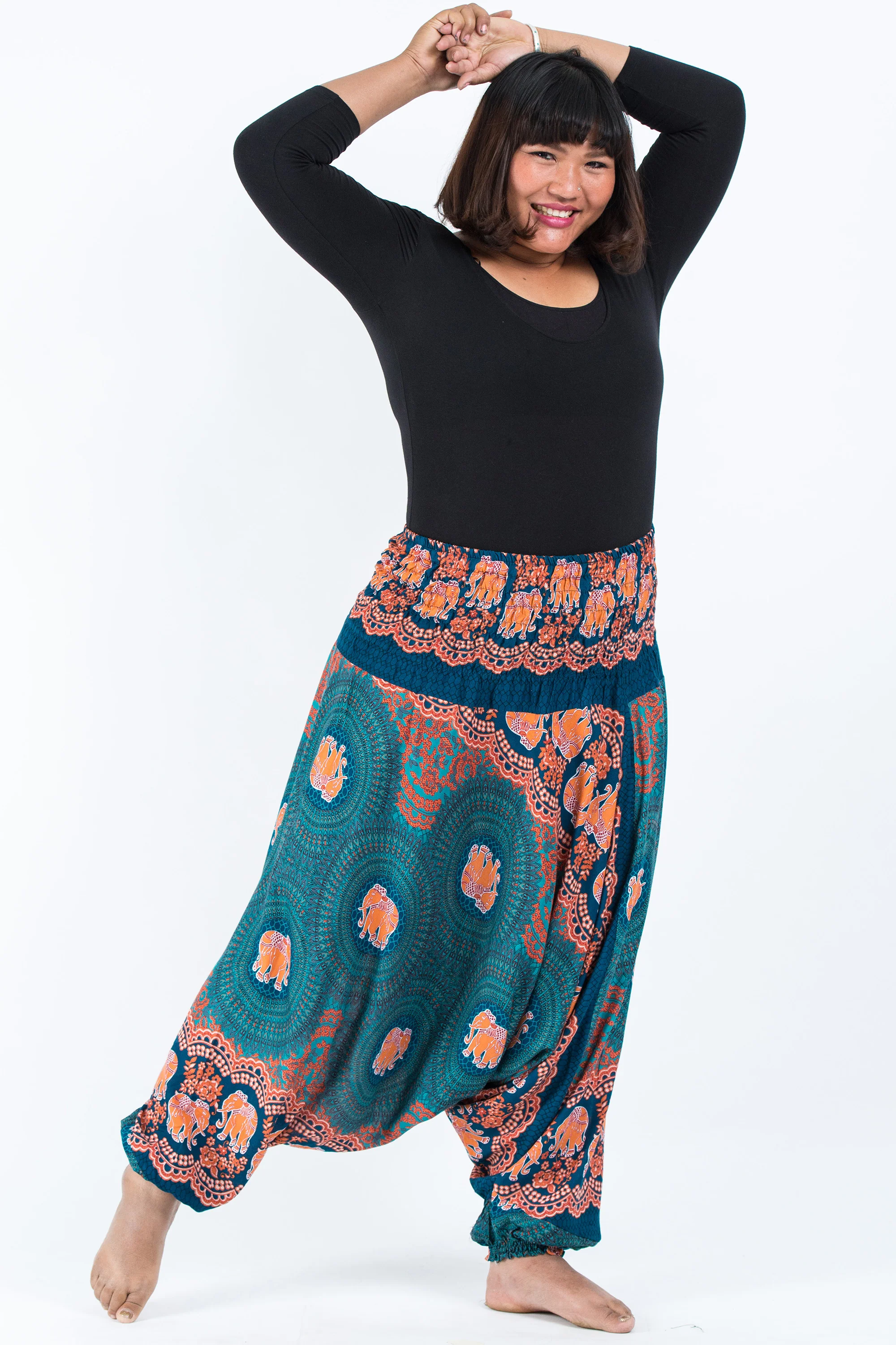 2489-Plus-Size-Mandala-Elephant-2-in-1-Jumpsuit-Elephant-Pants-in-Turquoise-3.webp Plus Size Mandala Elephant 2-in-1 Jumpsuit Elephant Pants in Turquoise