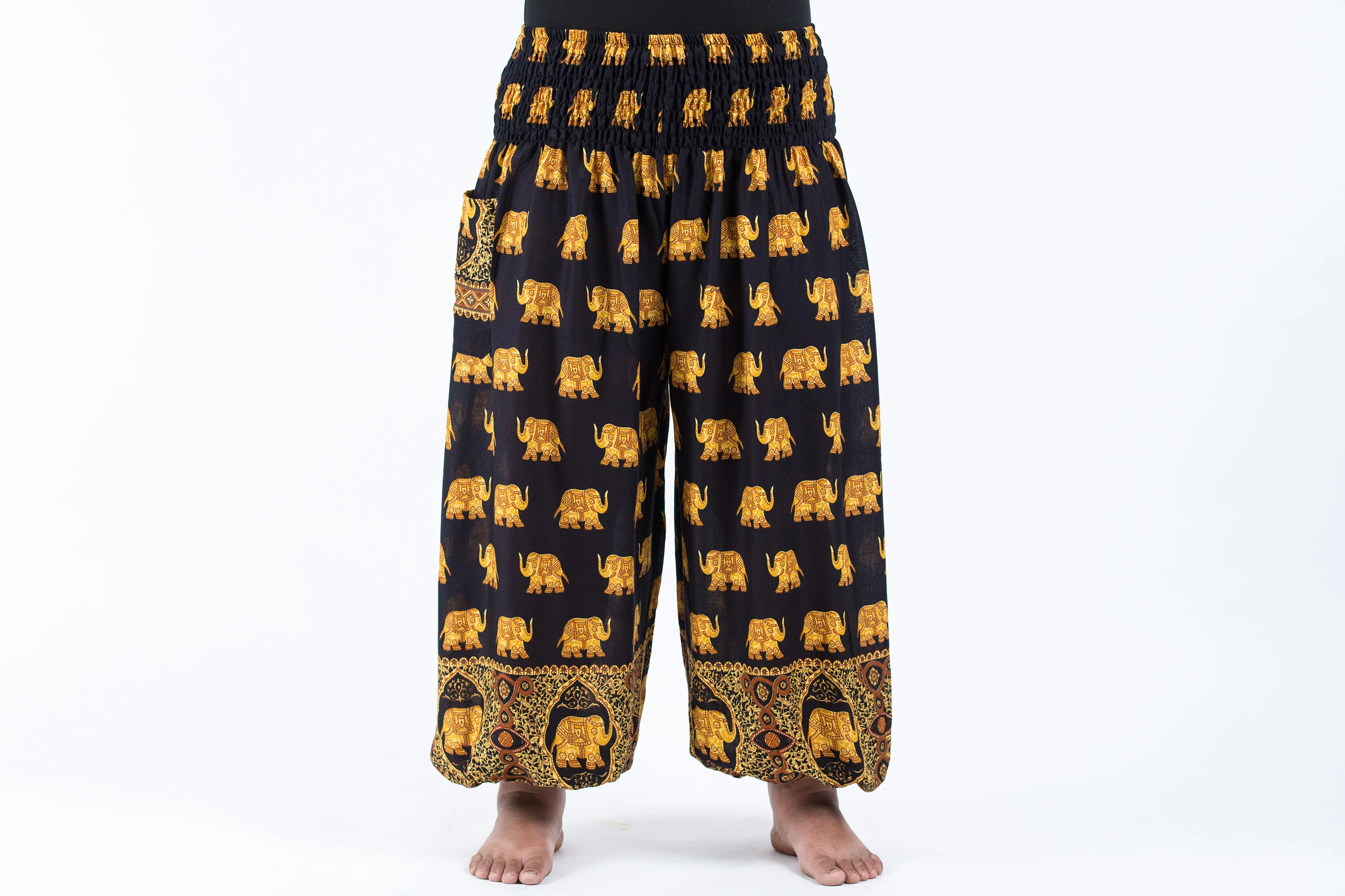 Plus Size Golden Elephant Women's Elephant Pants in Black