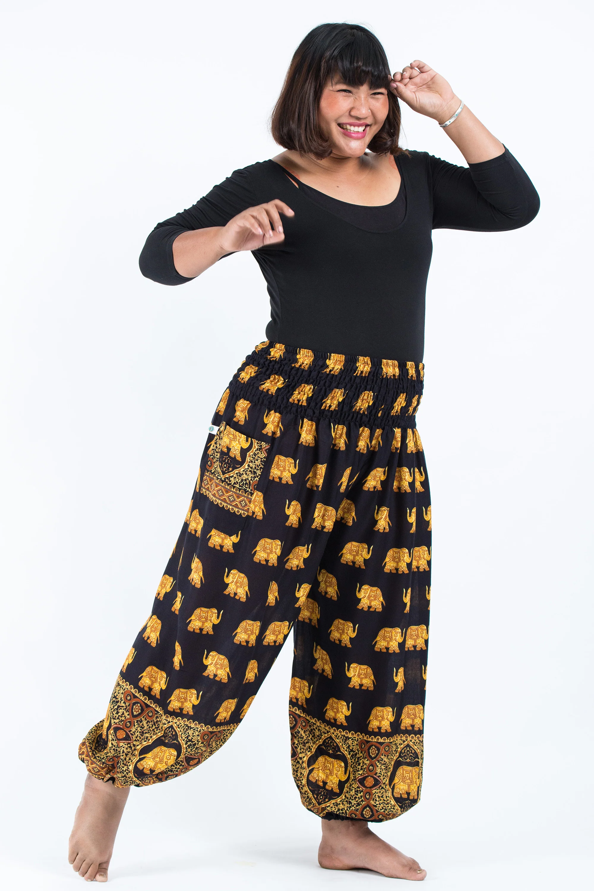2491-Plus-Size-Golden-Elephant-Women-s-Elephant-Pants-in-Black-3.webp Plus Size Golden Elephant Women's Elephant Pants in Black