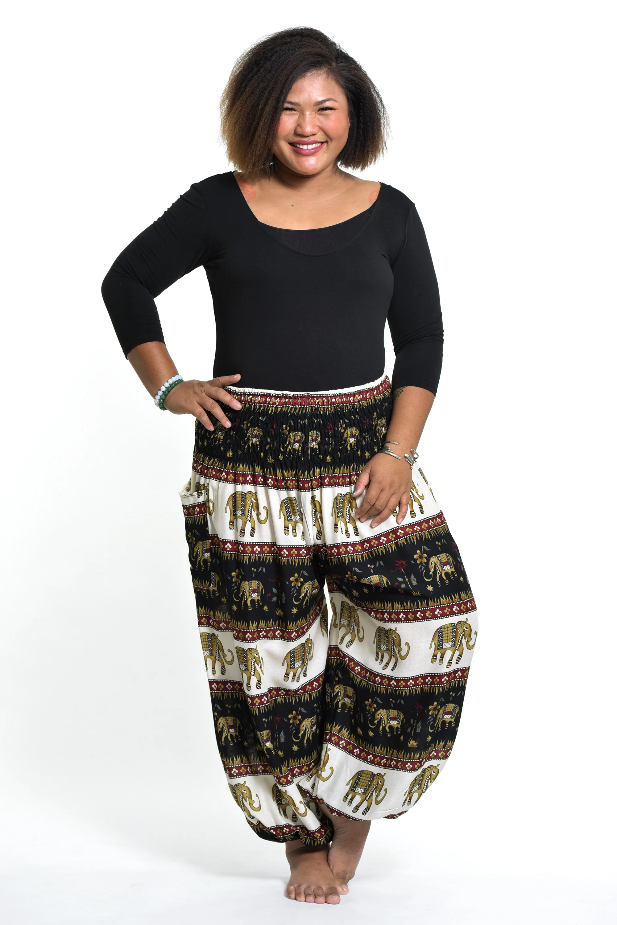 Plus Size Elephant Bliss Women's Elephant Pants in Black