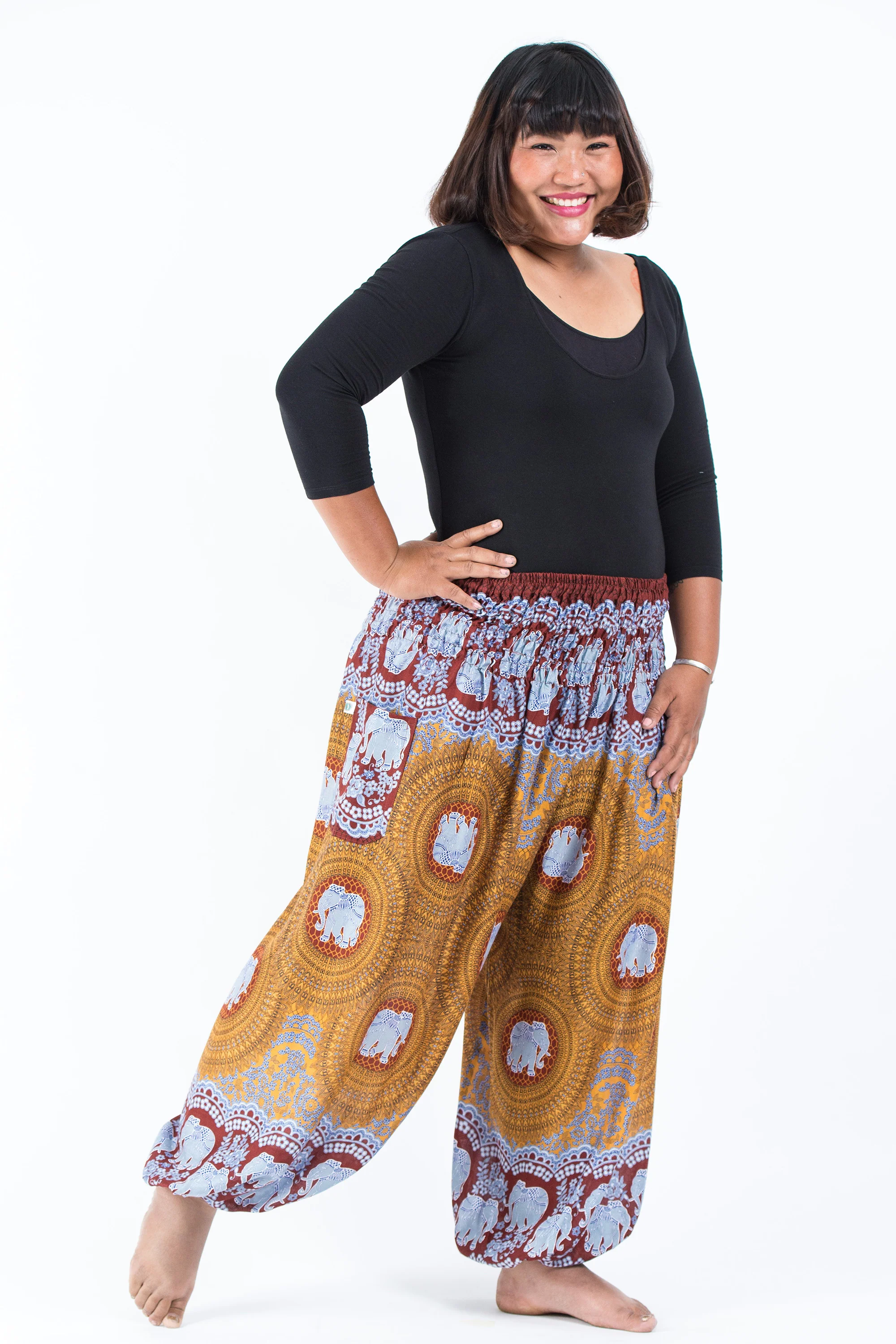 2495-Plus-Size-Mandala-Elephant-Women-s-Elephant-Pants-in-Bronze-3.webp Plus Size Mandala Elephant Women's Elephant Pants in Bronze