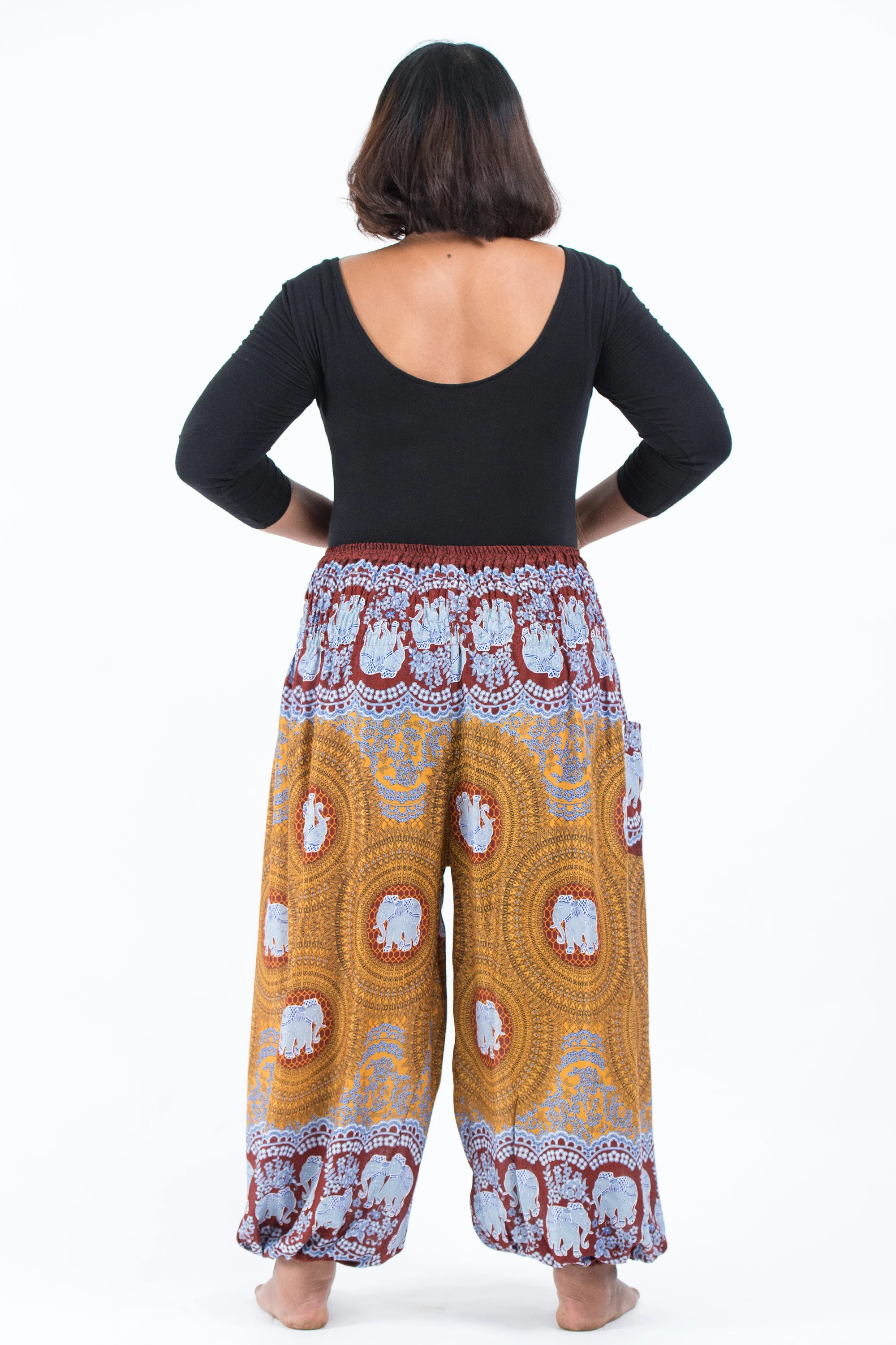 2495-Plus-Size-Mandala-Elephant-Women-s-Elephant-Pants-in-Bronze-4.webp Plus Size Mandala Elephant Women's Elephant Pants in Bronze