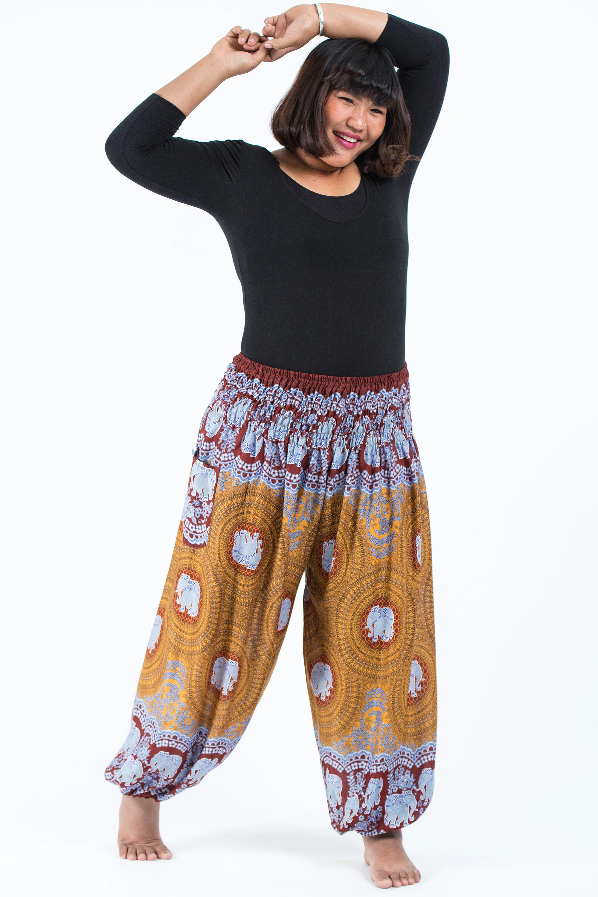 2495-Plus-Size-Mandala-Elephant-Women-s-Elephant-Pants-in-Bronze-5.webp Plus Size Mandala Elephant Women's Elephant Pants in Bronze