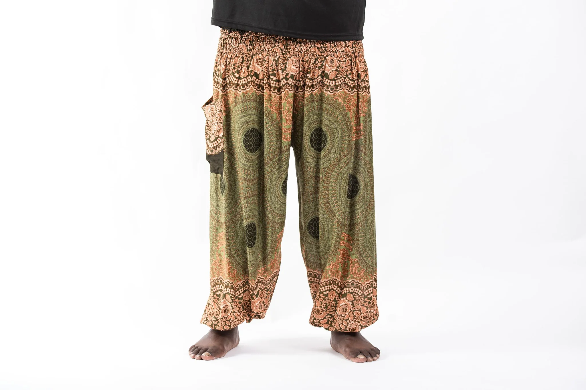 2499-Plus-Size-Geometric-Mandalas-Men-s-Harem-Pants-in-Olive-2.webp Plus Size Geometric Mandalas Men's Harem Pants in Olive