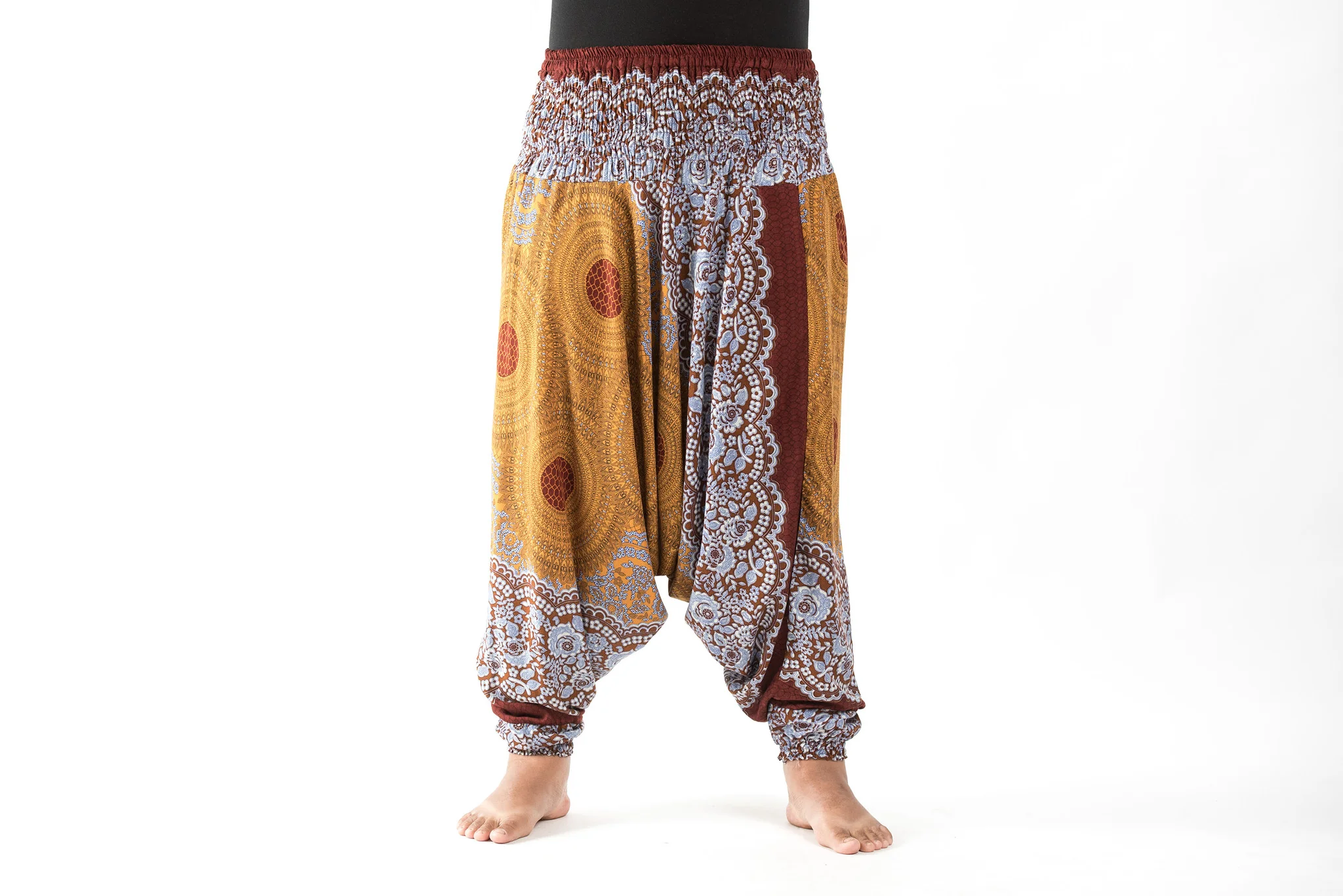 Plus Size Geometric Mandalas 2-in-1 Jumpsuit Harem Pants in Bronze