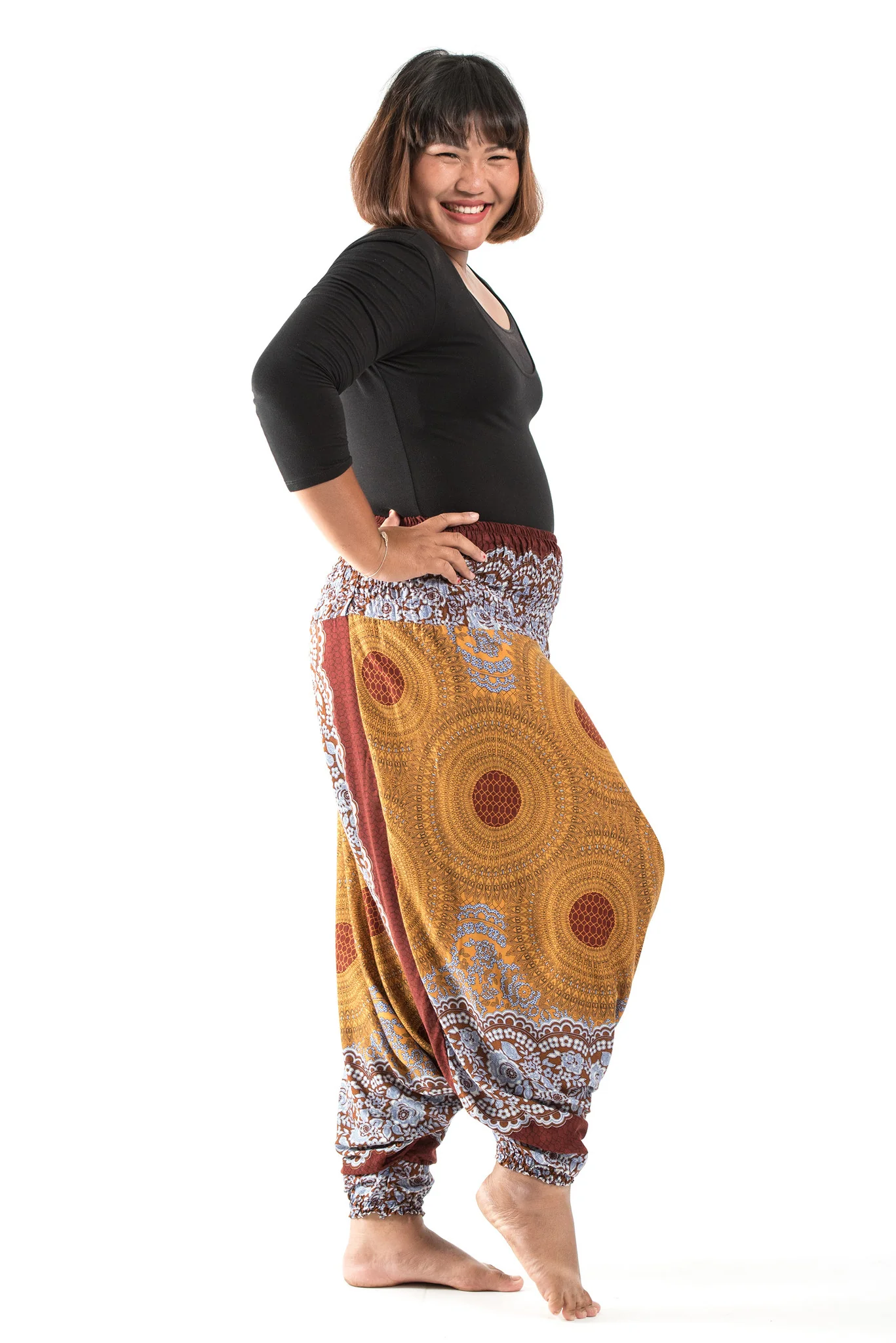 2502-Plus-Size-Geometric-Mandalas-2-in-1-Jumpsuit-Harem-Pants-in-Bronze-3.webp Plus Size Geometric Mandalas 2-in-1 Jumpsuit Harem Pants in Bronze