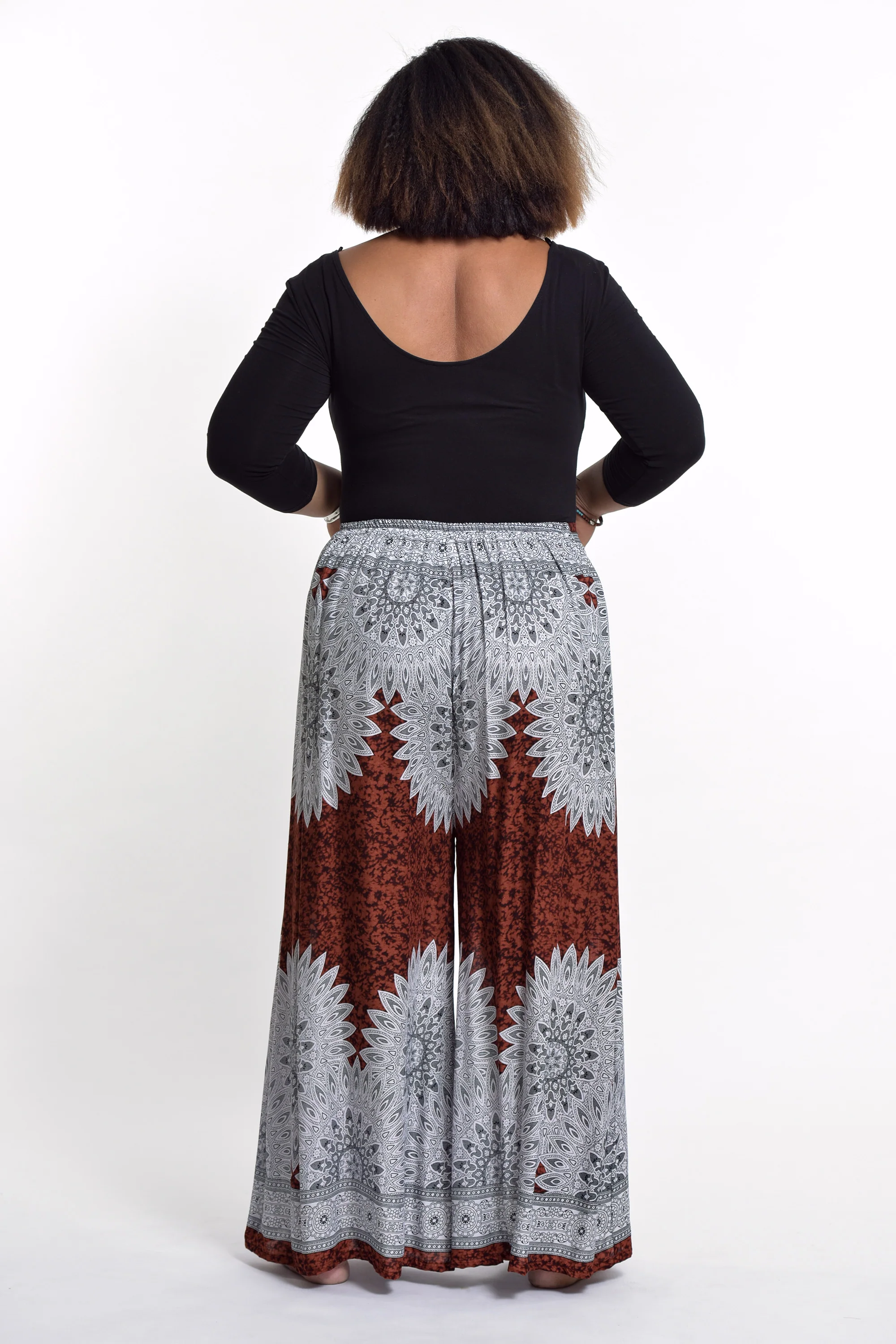 2505-Plus-Size-Marble-Mandalas-Palazzo-Style-Harem-Pants-in-Brown-4.webp Plus Size Marble Mandalas Palazzo Style Harem Pants in Brown