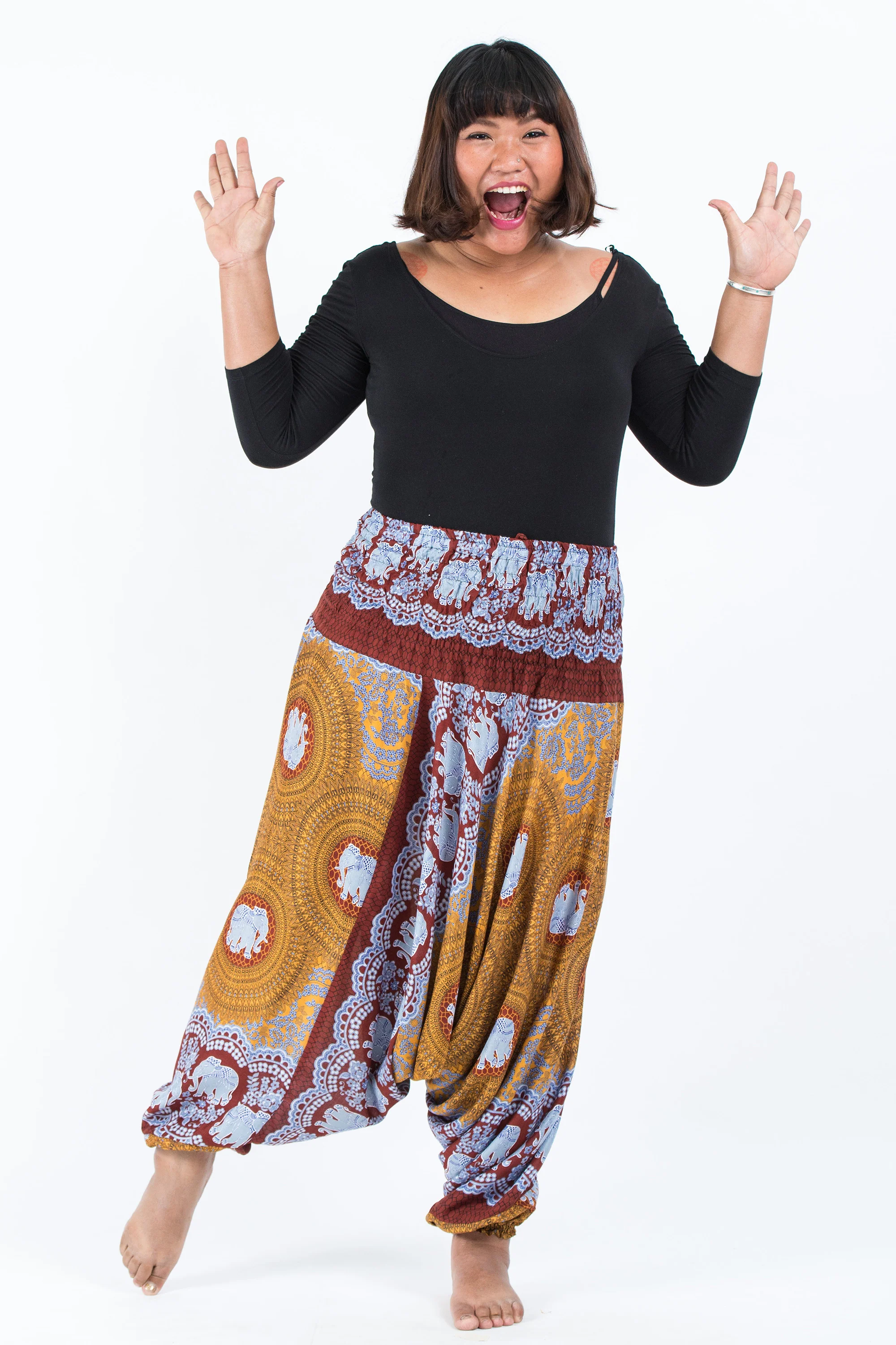 2506-Plus-Size-Mandala-Elephant-2-in-1-Jumpsuit-Elephant-Pants-in-Bronze-5.webp Plus Size Mandala Elephant 2-in-1 Jumpsuit Elephant Pants in Bronze