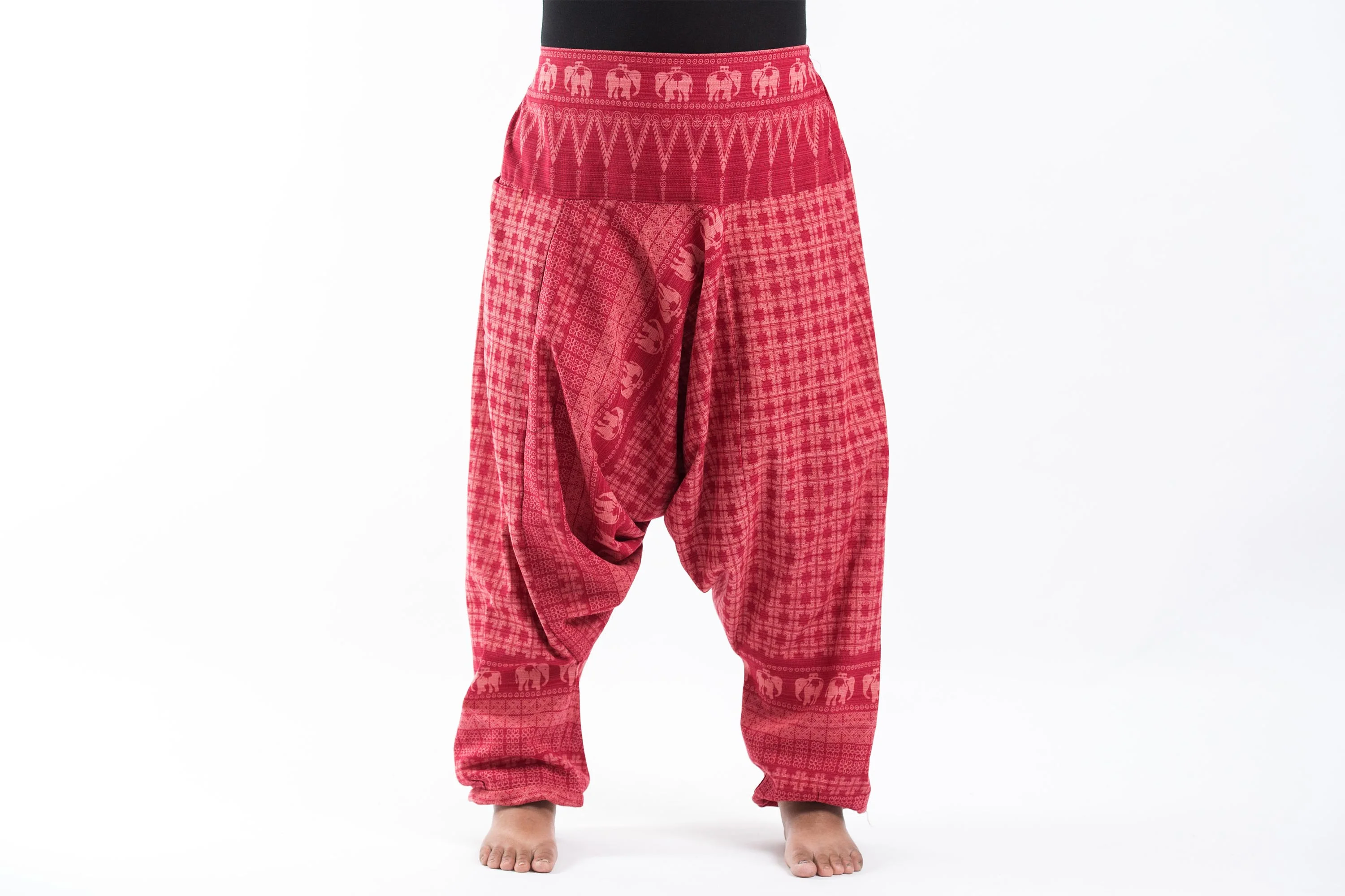 2508-Plus-Size-Hill-Tribe-Elephant-Women-s-Elephant-Pants-in-Red-2.webp Plus Size Hill Tribe Elephant Women's Elephant Pants in Red