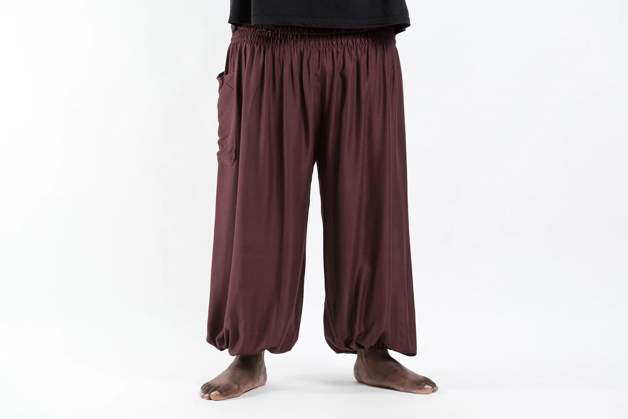 2511-Plus-Size-Solid-Color-Men-s-Harem-Pants-in-Brown-2.webp Plus Size Solid Color Men's Harem Pants in Brown