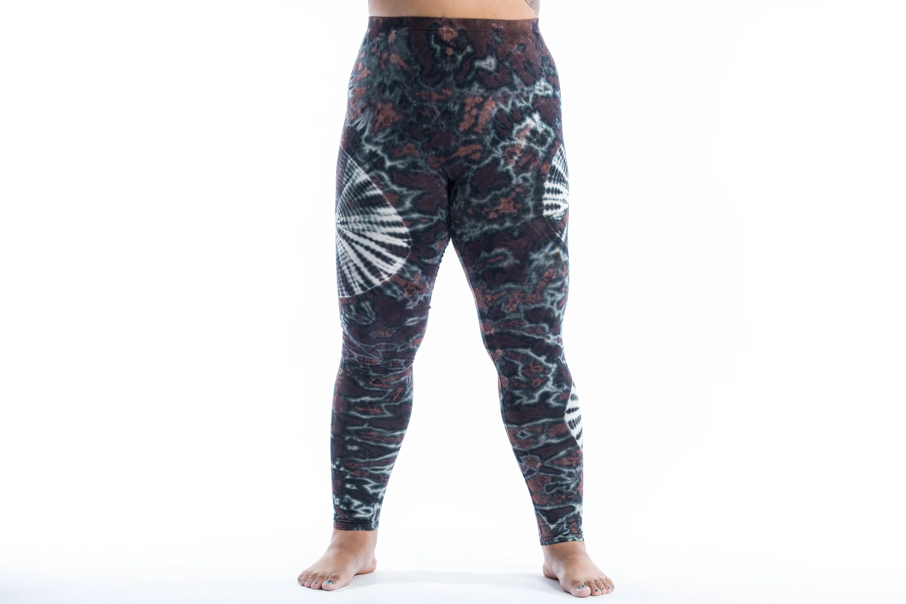 2512-Plus-Size-Swirls-Tie-Dye-Cotton-Leggings-in-Brown-2.webp Plus Size Swirls Tie Dye Cotton Leggings in Brown