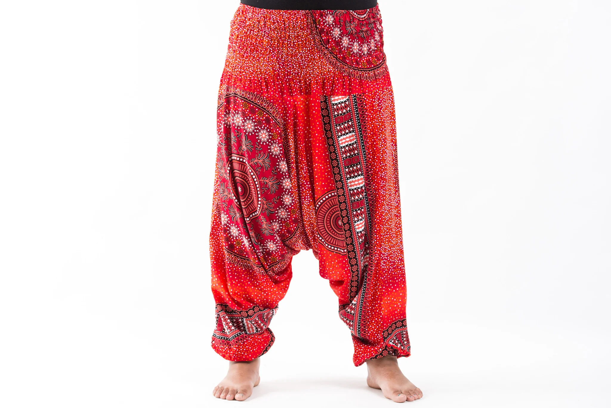 Plus Size Tribal Chakras 2-in-1 Jumpsuit Harem Pants in Red