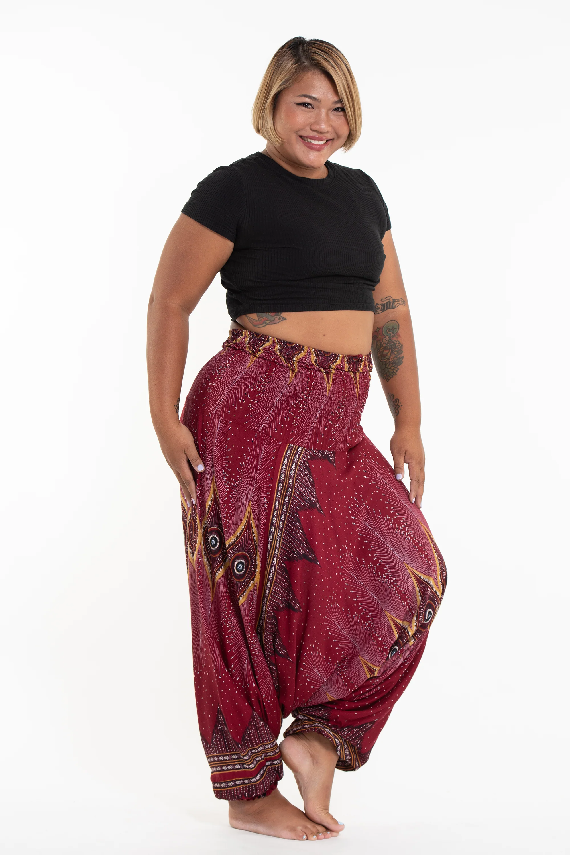 2516-Plus-Size-Diamond-Peacock-2-in-1-Jumpsuit-Harem-Pants-in-Red-3.webp Plus Size Diamond Peacock 2-in-1 Jumpsuit Harem Pants in Red