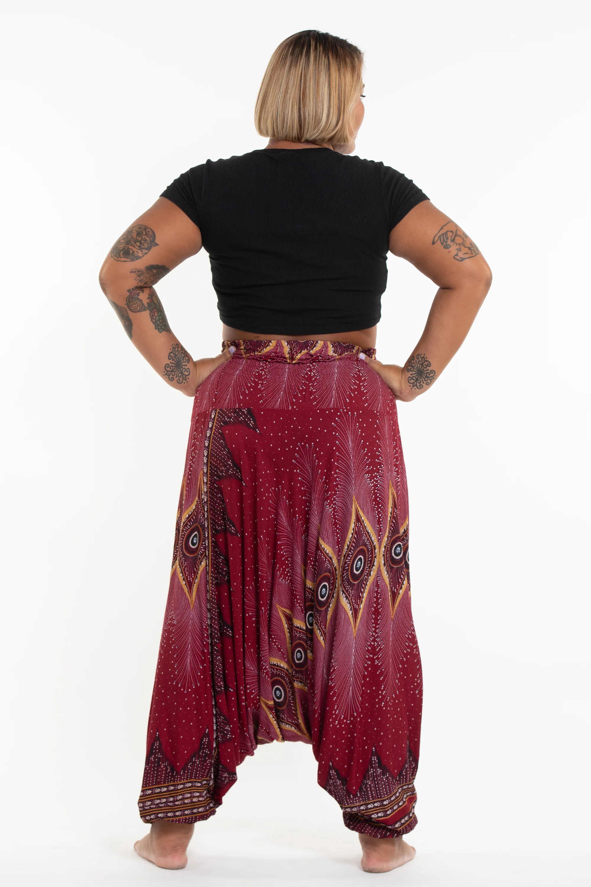 2516-Plus-Size-Diamond-Peacock-2-in-1-Jumpsuit-Harem-Pants-in-Red-4.webp Plus Size Diamond Peacock 2-in-1 Jumpsuit Harem Pants in Red