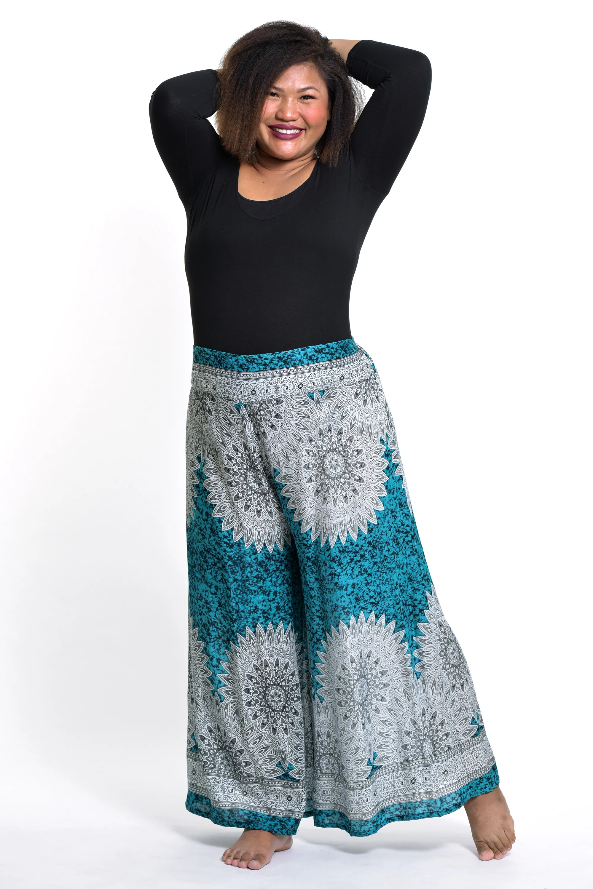 2518-Plus-Size-Marble-Mandalas-Palazzo-Style-Harem-Pants-in-Turquoise-4.webp Plus Size Marble Mandalas Palazzo Style Harem Pants in Turquoise