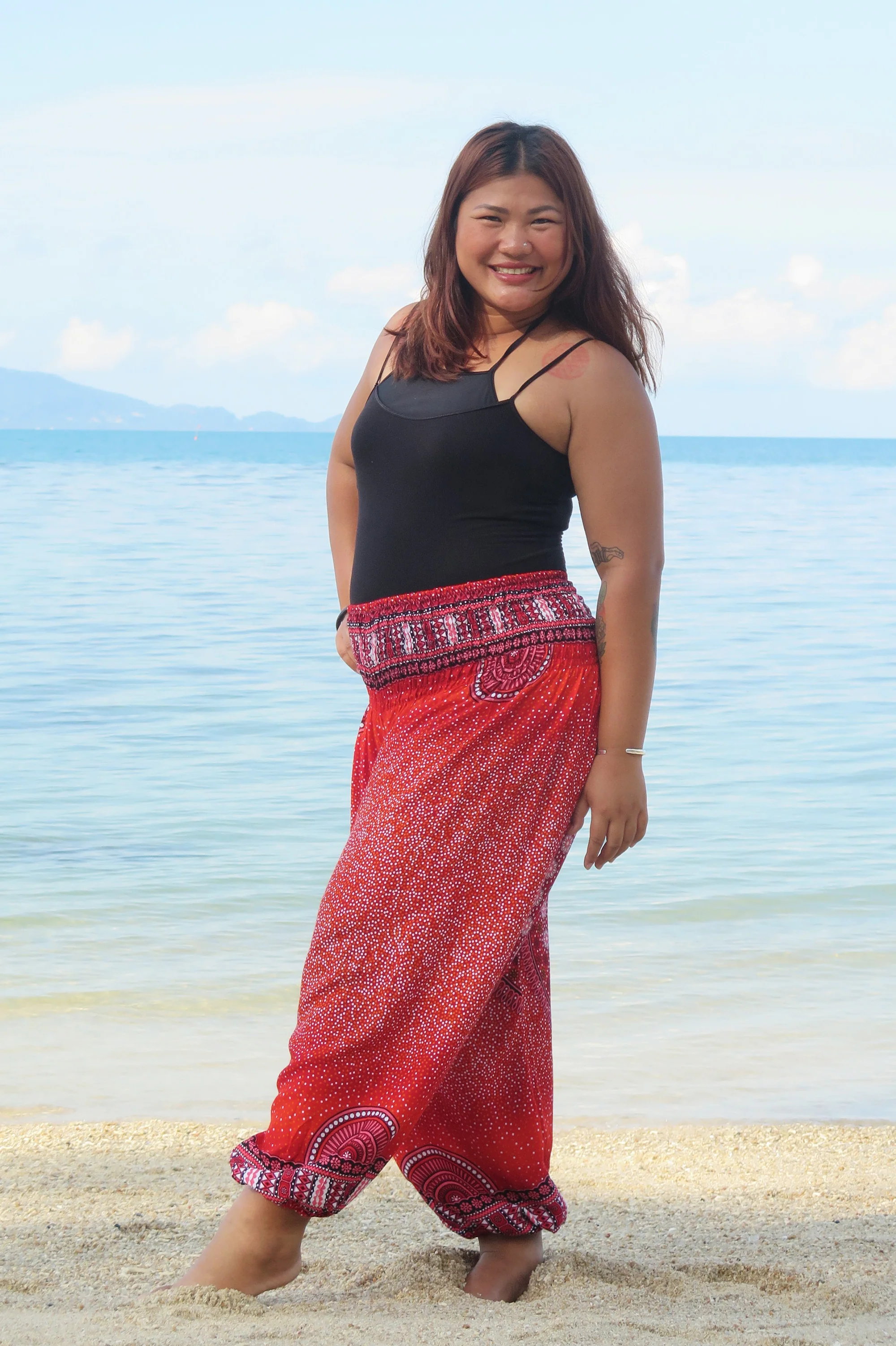 2522-Plus-Size-Tribal-Chakras-Women-s-Harem-Pants-in-Red-3.webp Plus Size Tribal Chakras Women's Harem Pants in Red