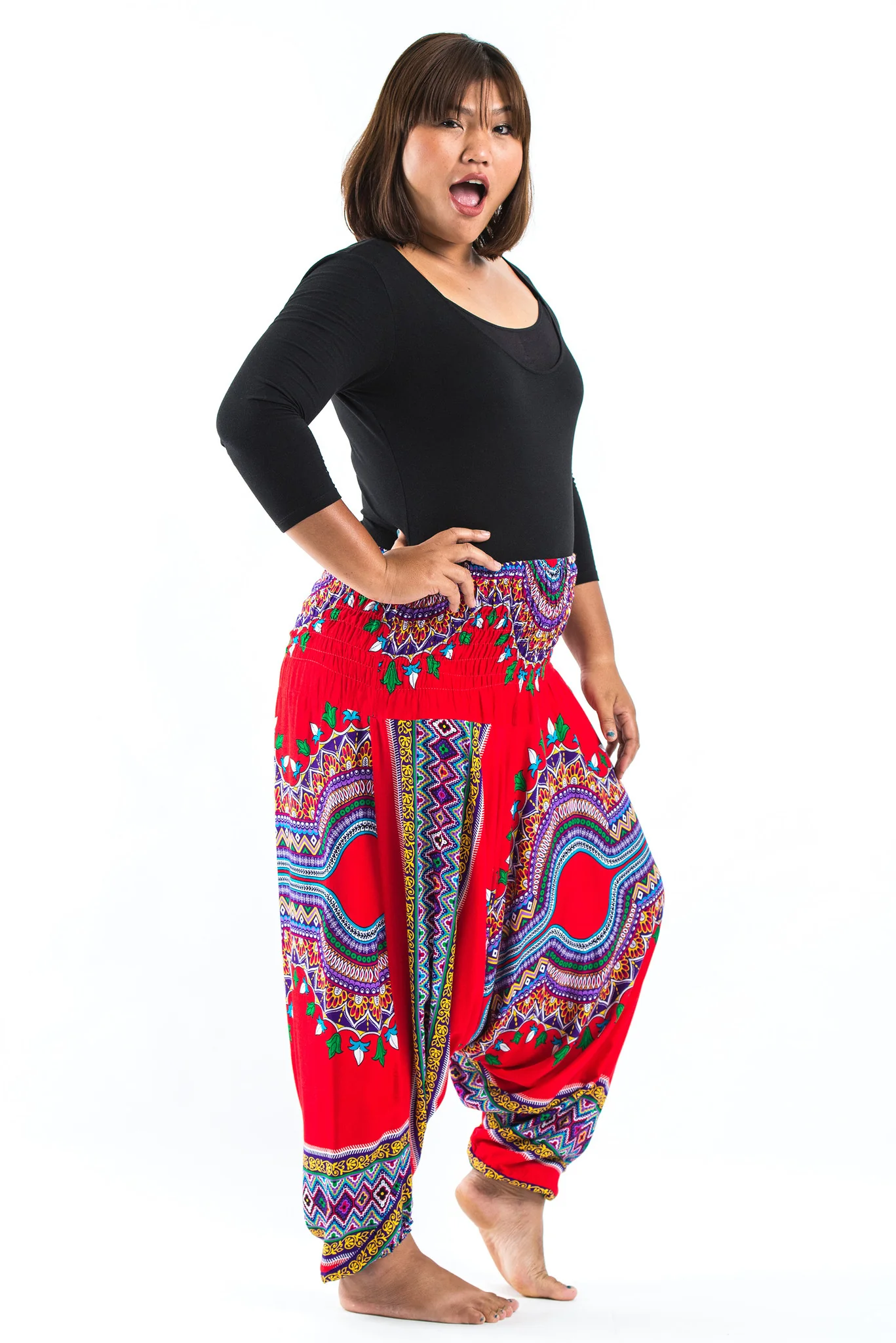 2523-Plus-Size-Dashiki-Prints-2-in-1-Jumpsuit-Harem-Pants-in-Red-3.webp Plus Size Dashiki Prints 2-in-1 Jumpsuit Harem Pants in Red