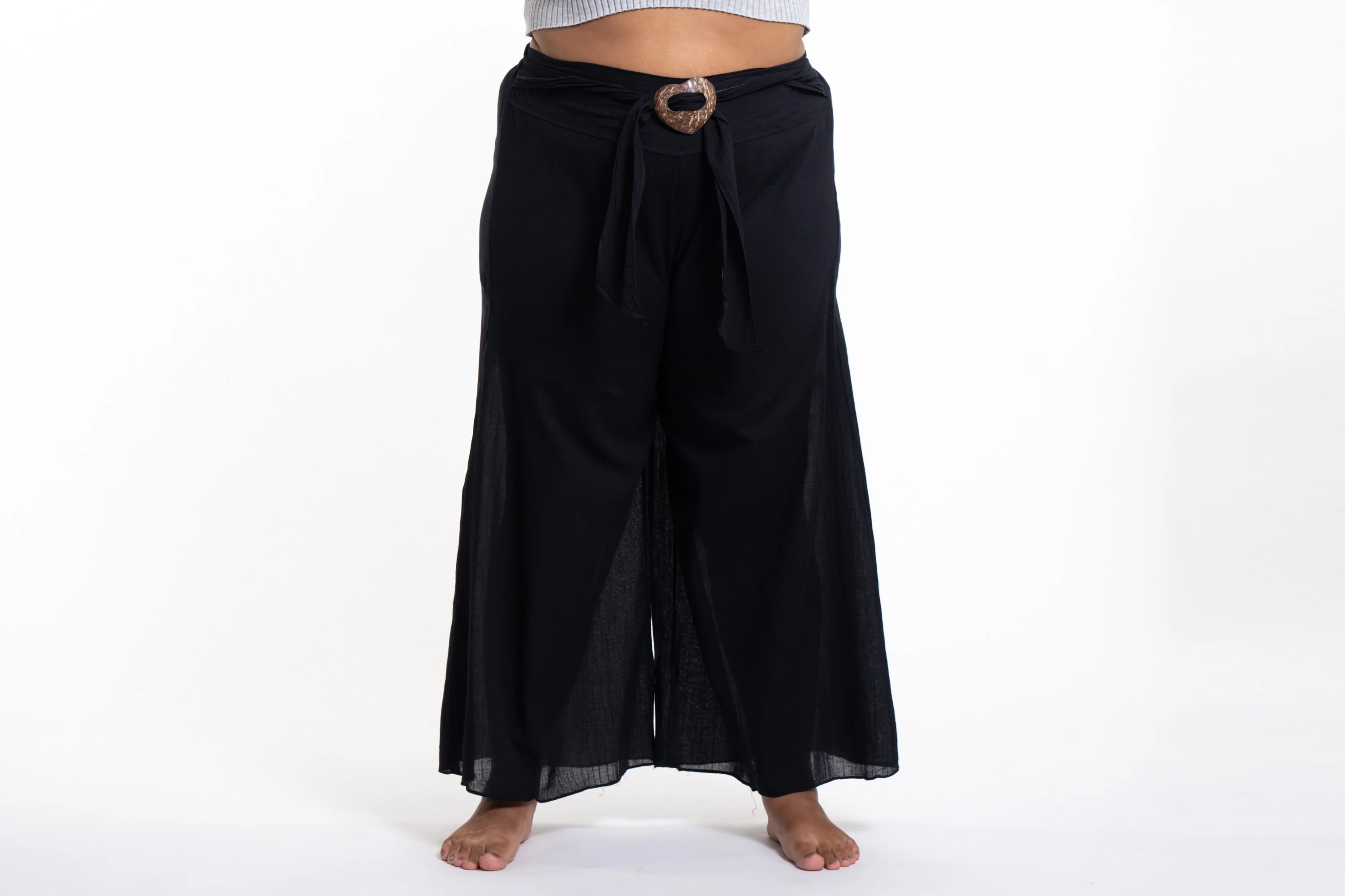 Plus Size Women's Thai Harem Palazzo Pants in Solid Black