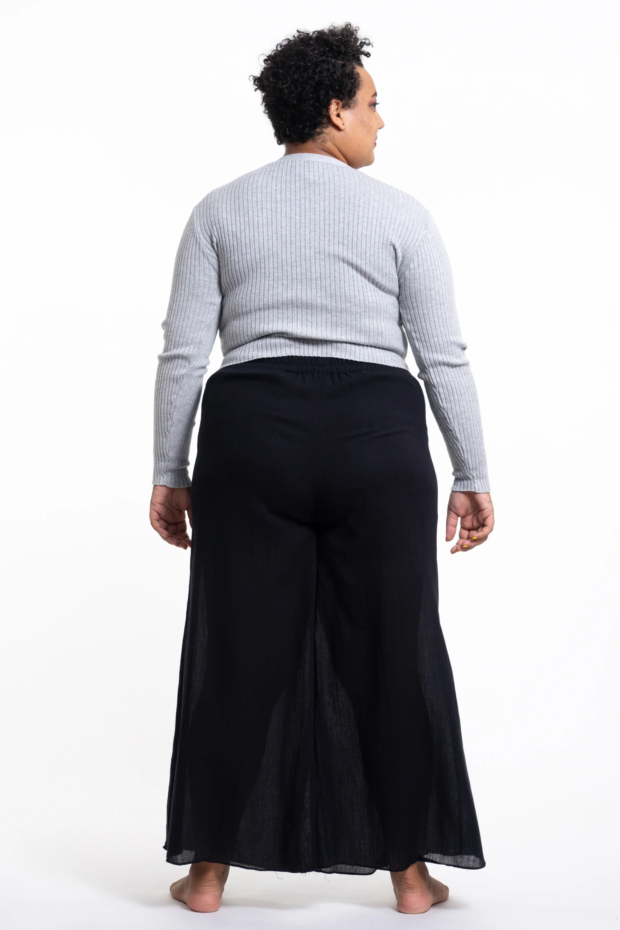 2524-Plus-Size-Women-s-Thai-Harem-Palazzo-Pants-in-Solid-Black-4.webp Plus Size Women's Thai Harem Palazzo Pants in Solid Black