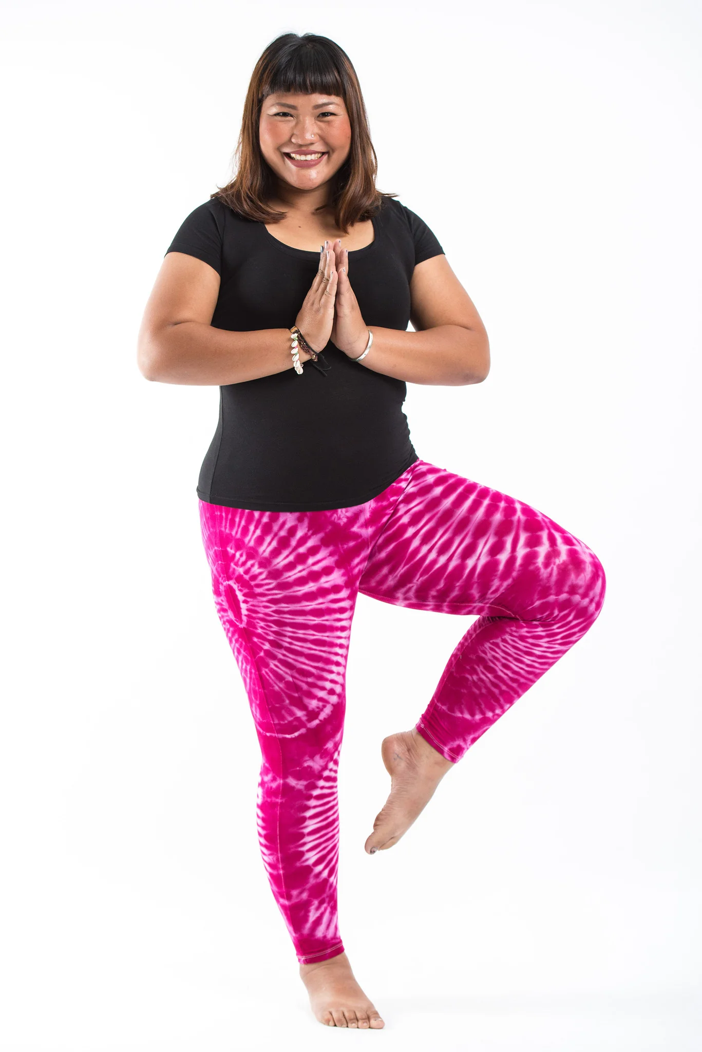 PLUS SIZE Tie Dye Leggings in Pink