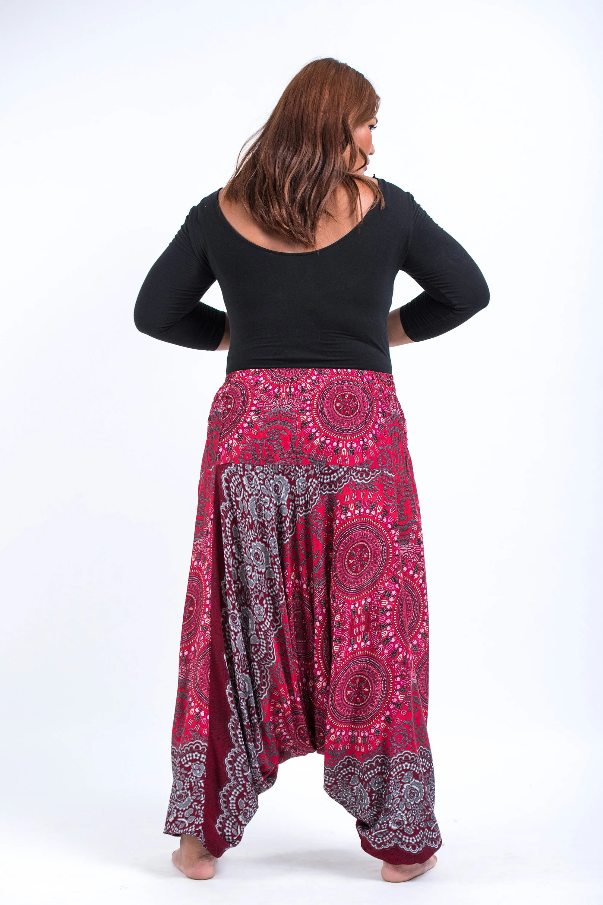 2528-Plus-Size-Trishula-Mandalas-2-in-1-Jumpsuit-Harem-Pants-in-Red-4.webp Plus Size Trishula Mandalas 2-in-1 Jumpsuit Harem Pants in Red
