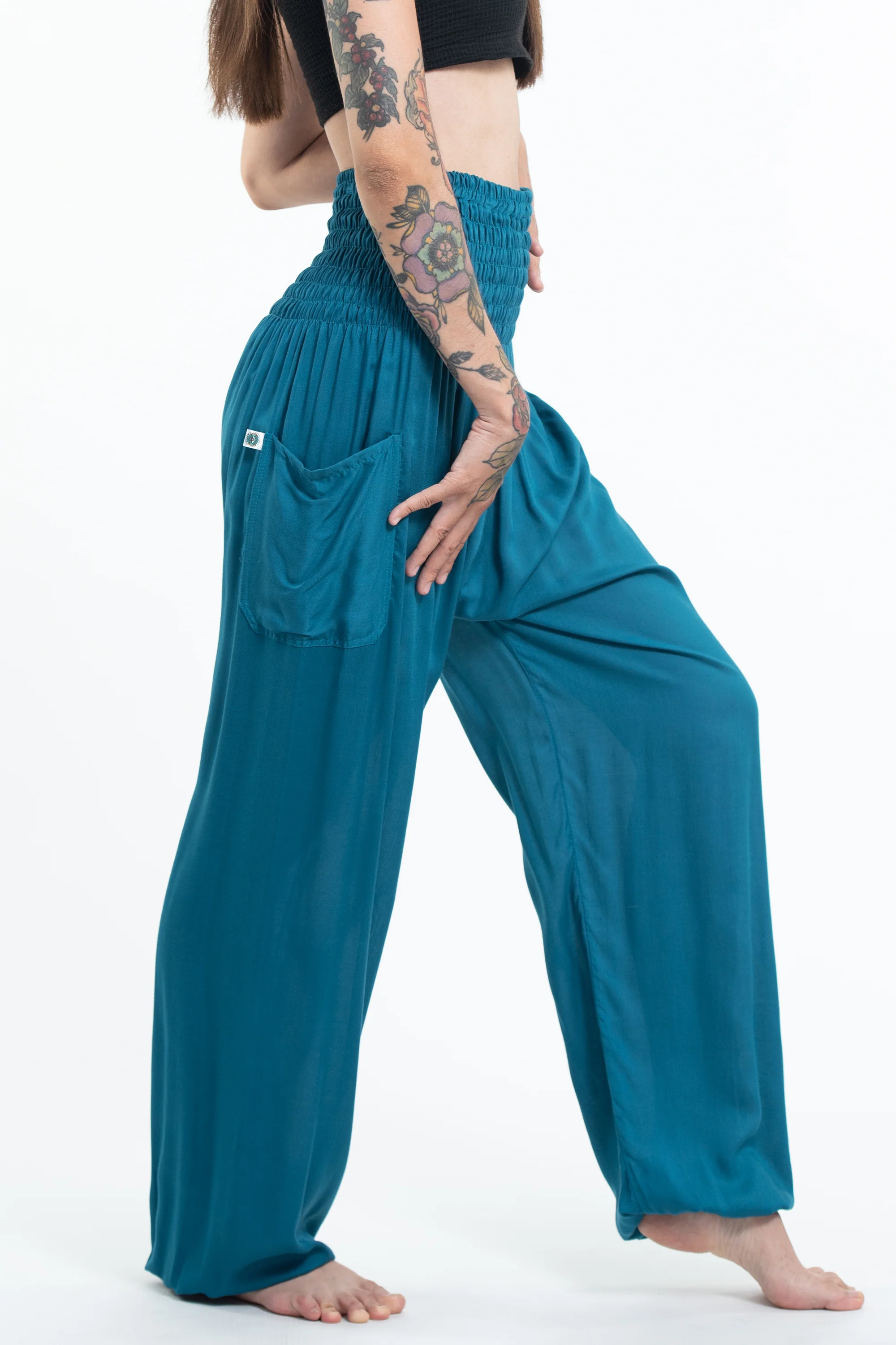2530-Solid-Color-Women-s-Tall-Harem-Pants-in-Aqua-Blue-3.webp Solid Color Women's Tall Harem Pants in Aqua Blue