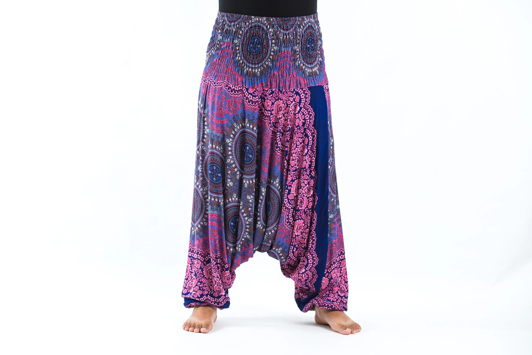 Plus Size Trishula Mandalas 2-in-1 Jumpsuit Harem Pants in Blue