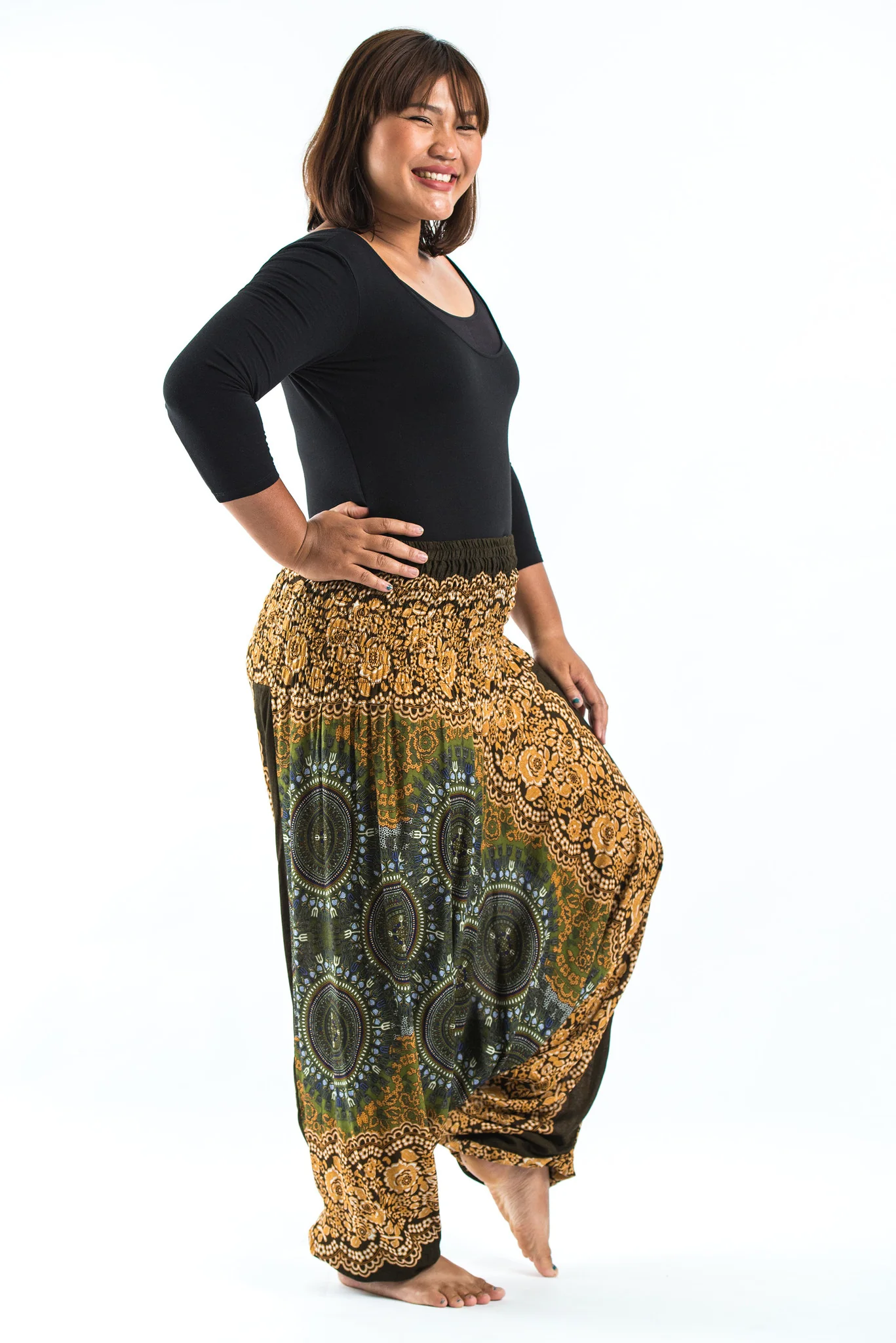 2537-Plus-Size-Trishula-Mandalas-2-in-1-Jumpsuit-Harem-Pants-in-Olive-3.webp Plus Size Trishula Mandalas 2-in-1 Jumpsuit Harem Pants in Olive