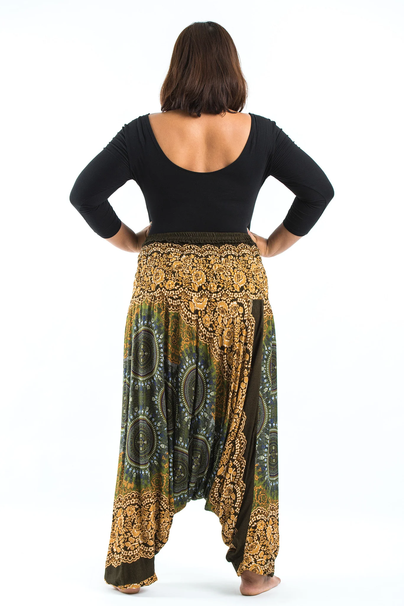 2537-Plus-Size-Trishula-Mandalas-2-in-1-Jumpsuit-Harem-Pants-in-Olive-4.webp Plus Size Trishula Mandalas 2-in-1 Jumpsuit Harem Pants in Olive