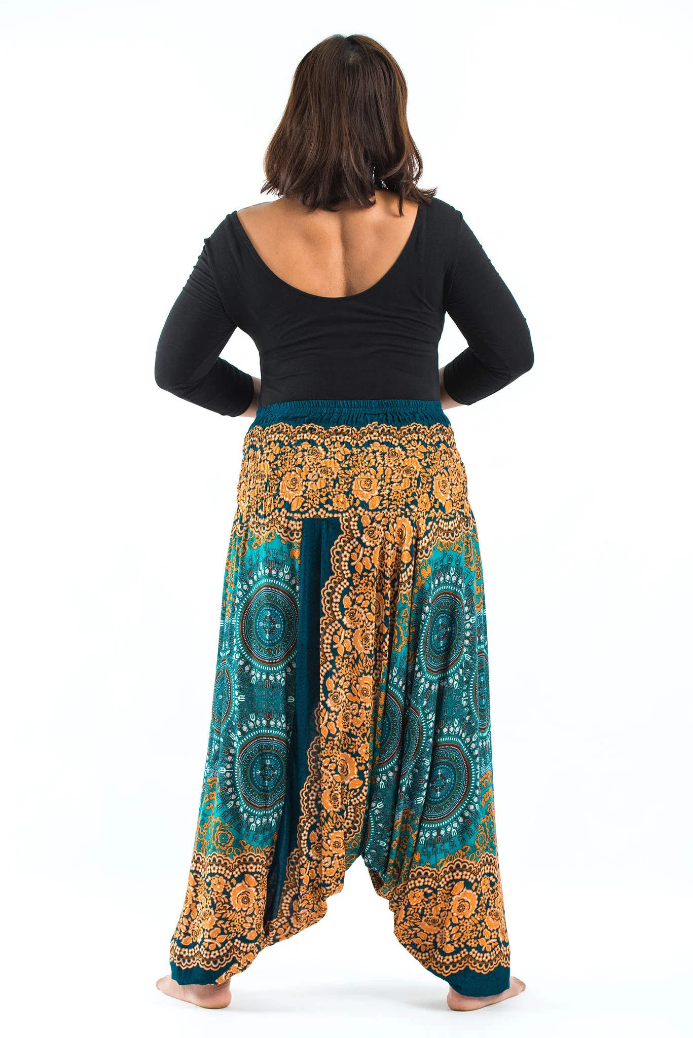 2538-Plus-Size-Trishula-Mandalas-2-in-1-Jumpsuit-Harem-Pants-in-Turquoise-4.webp Plus Size Trishula Mandalas 2-in-1 Jumpsuit Harem Pants in Turquoise
