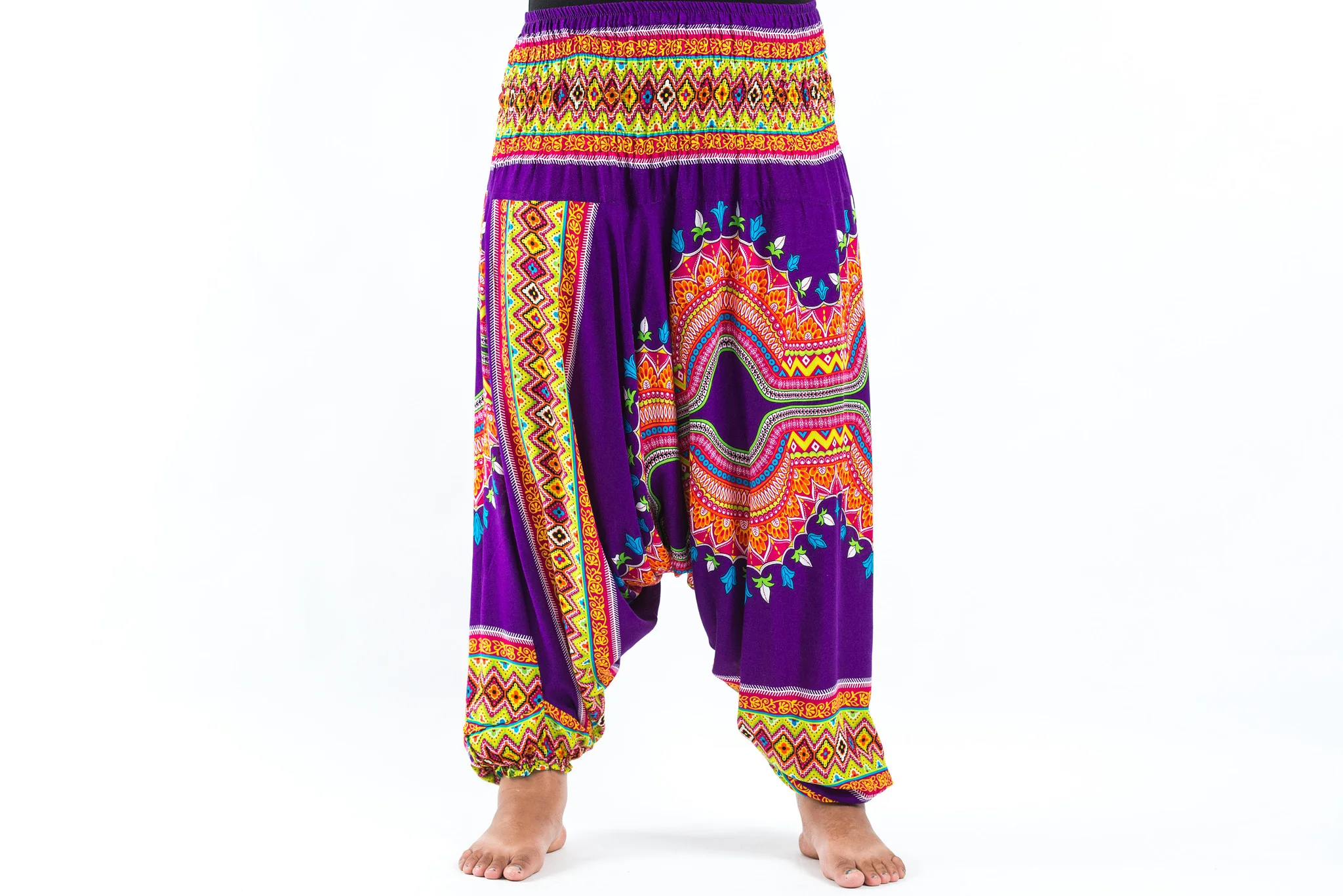 Plus Size Dashiki Prints 2-in-1 Jumpsuit Harem Pants in Purple