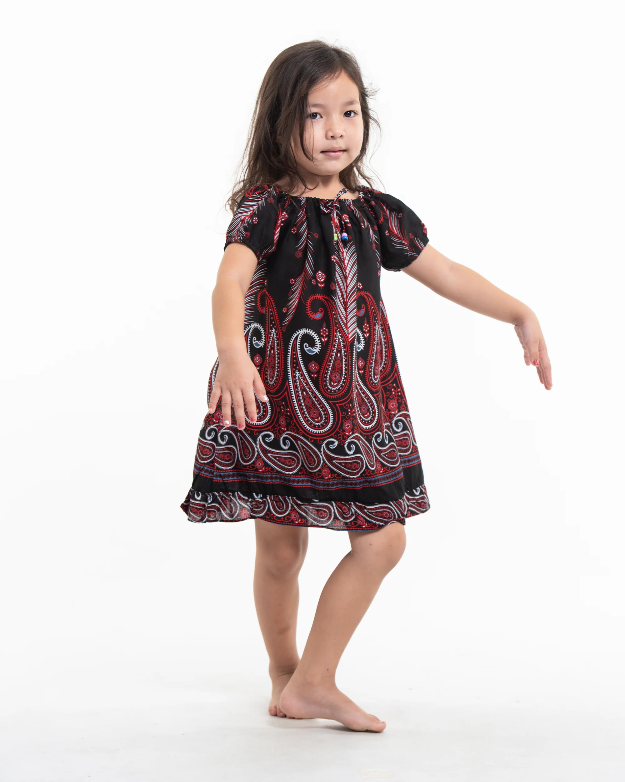 254-Kids-Paisley-Feathers-Dress-in-Black-3.webp Kids Paisley Feathers Dress in Black